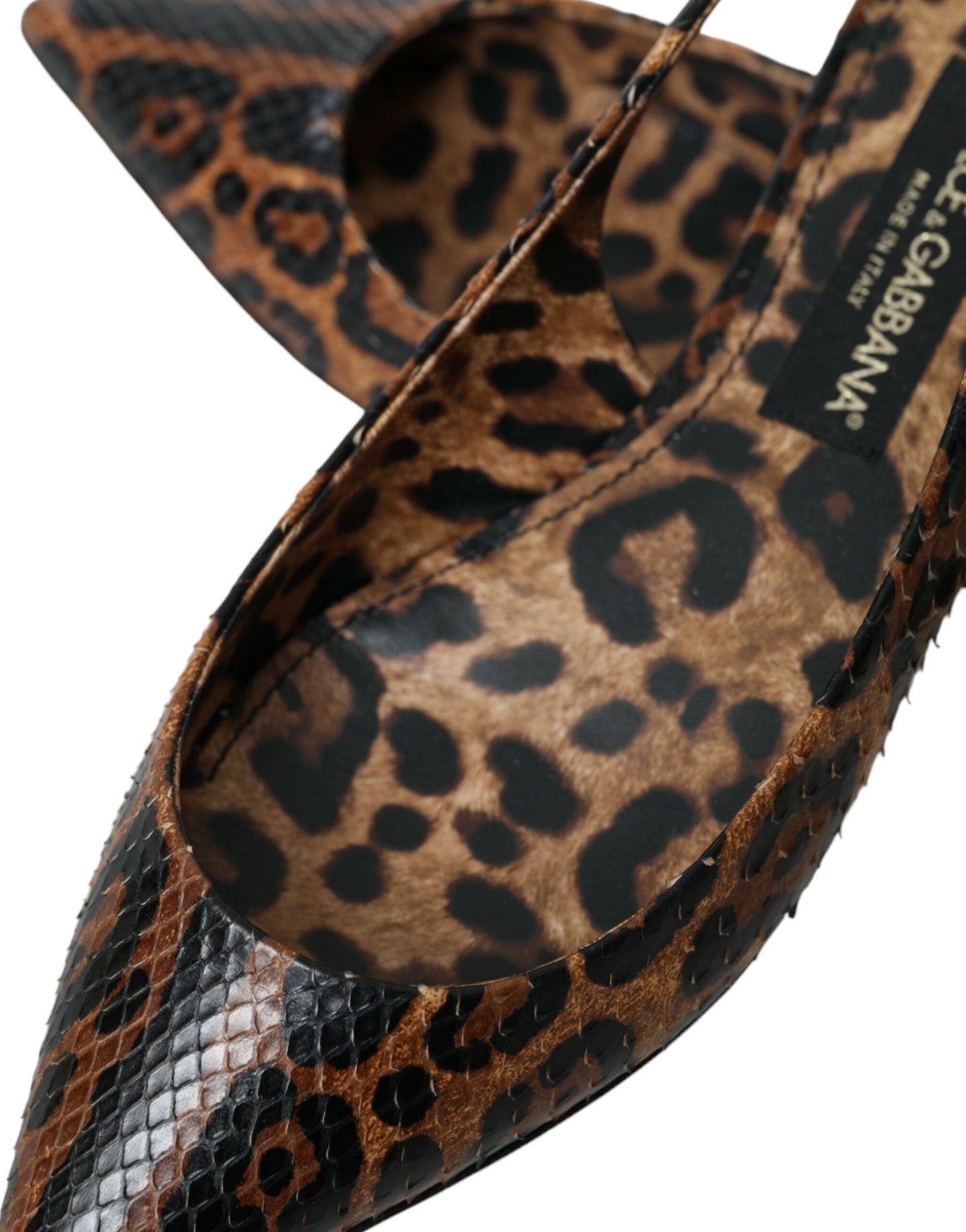 Dolce & Gabbana Brown Leopard Exotic Skin Slingback Shoes Curated Luxury Accessories by Orvyn