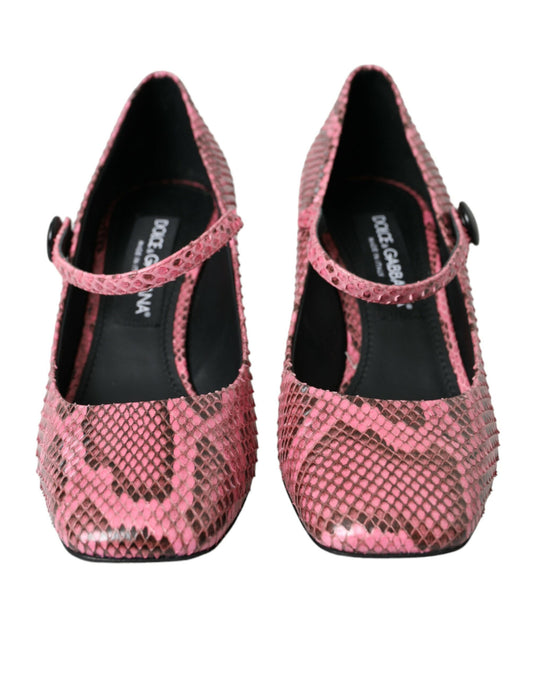 Dolce & Gabbana Pink Python Leather Mary Jane Heels Shoes Curated Luxury Accessories by Orvyn