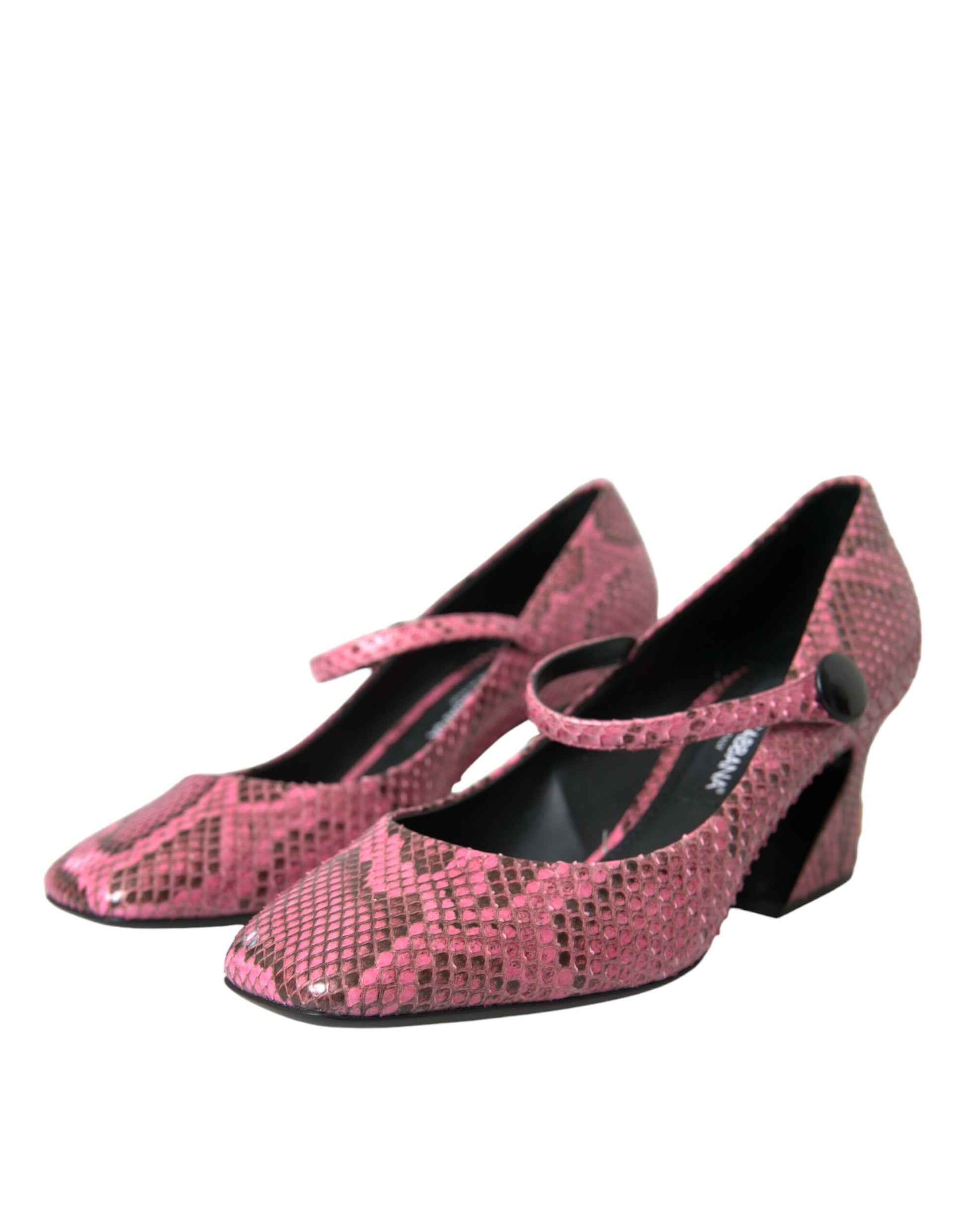 Dolce & Gabbana Pink Python Leather Mary Jane Heels Shoes Curated Luxury Accessories by Orvyn