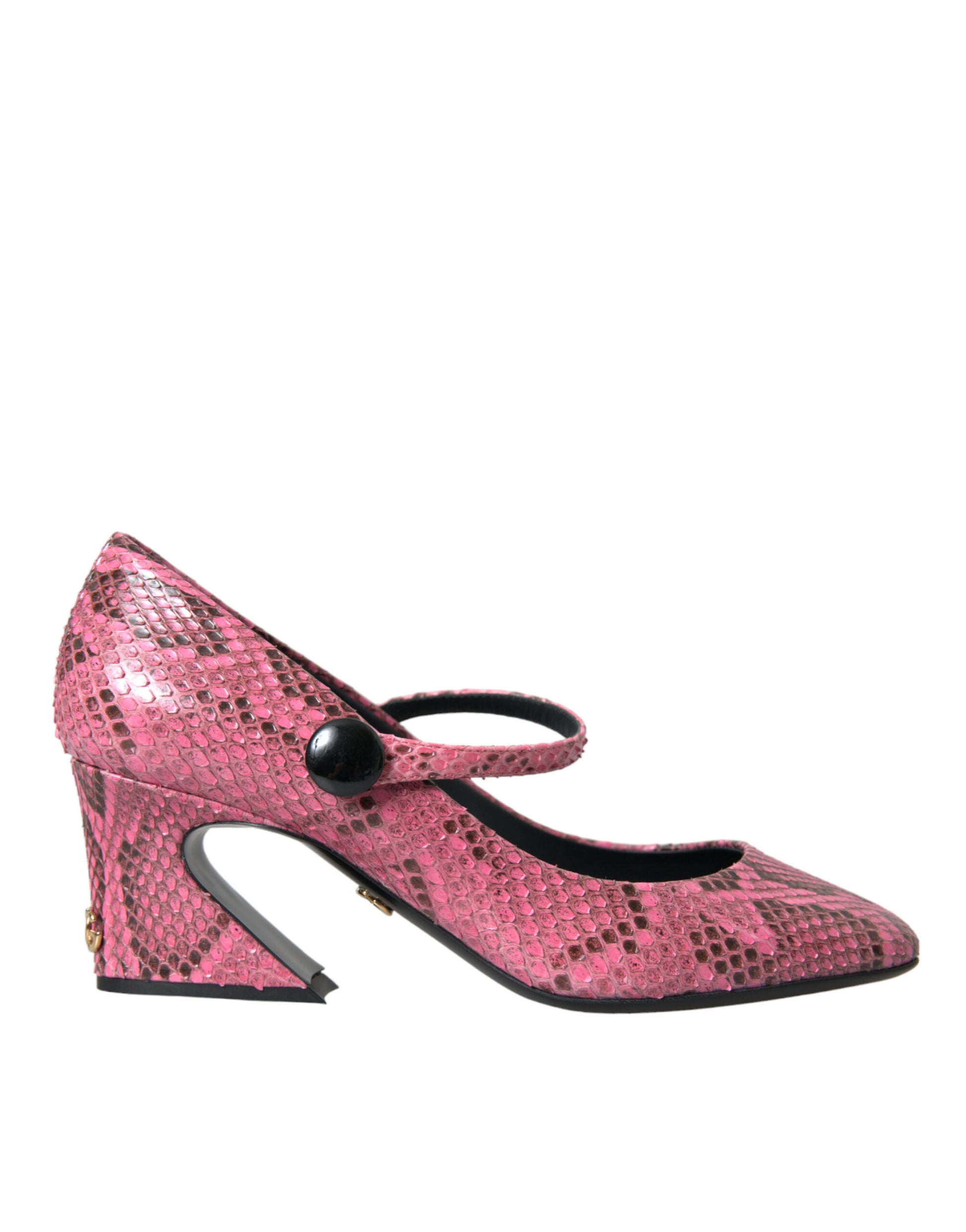 Dolce & Gabbana Pink Python Leather Mary Jane Heels Shoes Curated Luxury Accessories by Orvyn