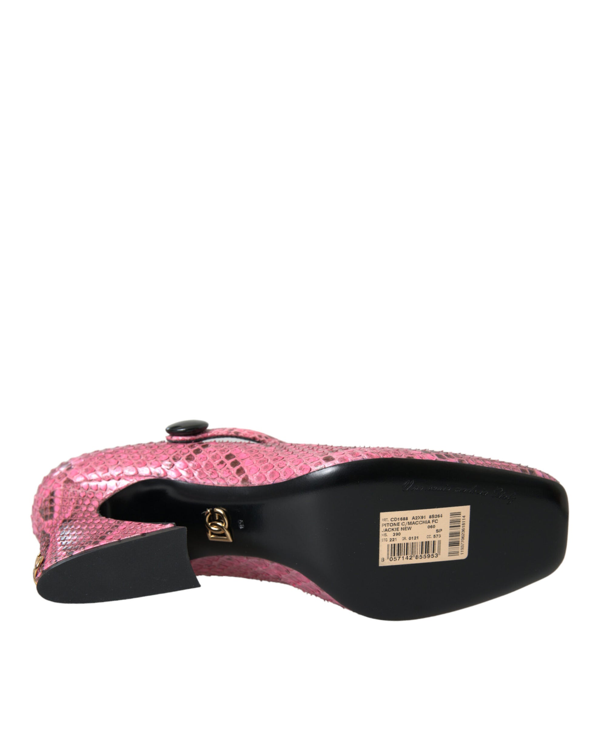Dolce & Gabbana Pink Python Leather Mary Jane Heels Shoes Curated Luxury Accessories by Orvyn