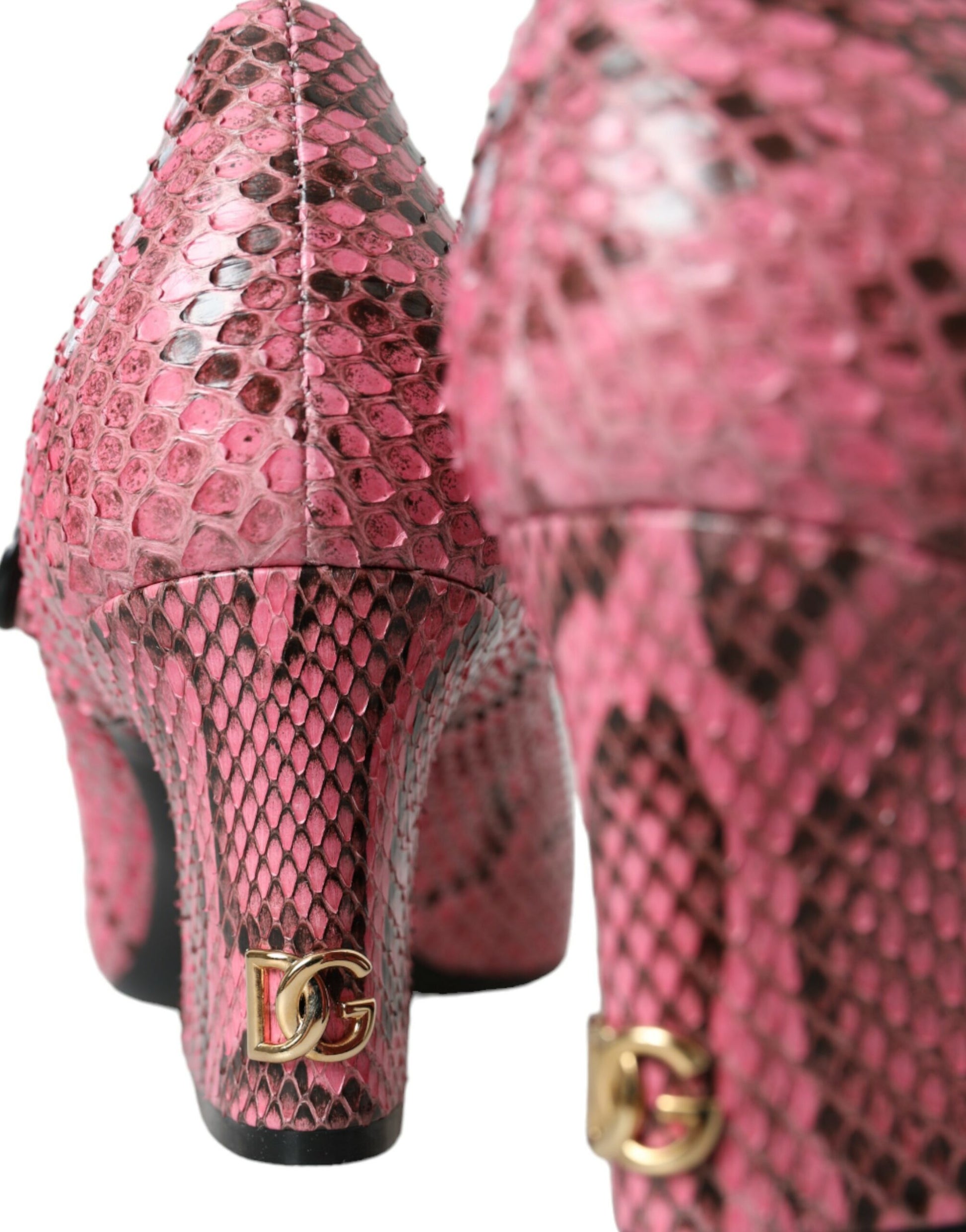 Dolce & Gabbana Pink Python Leather Mary Jane Heels Shoes Curated Luxury Accessories by Orvyn