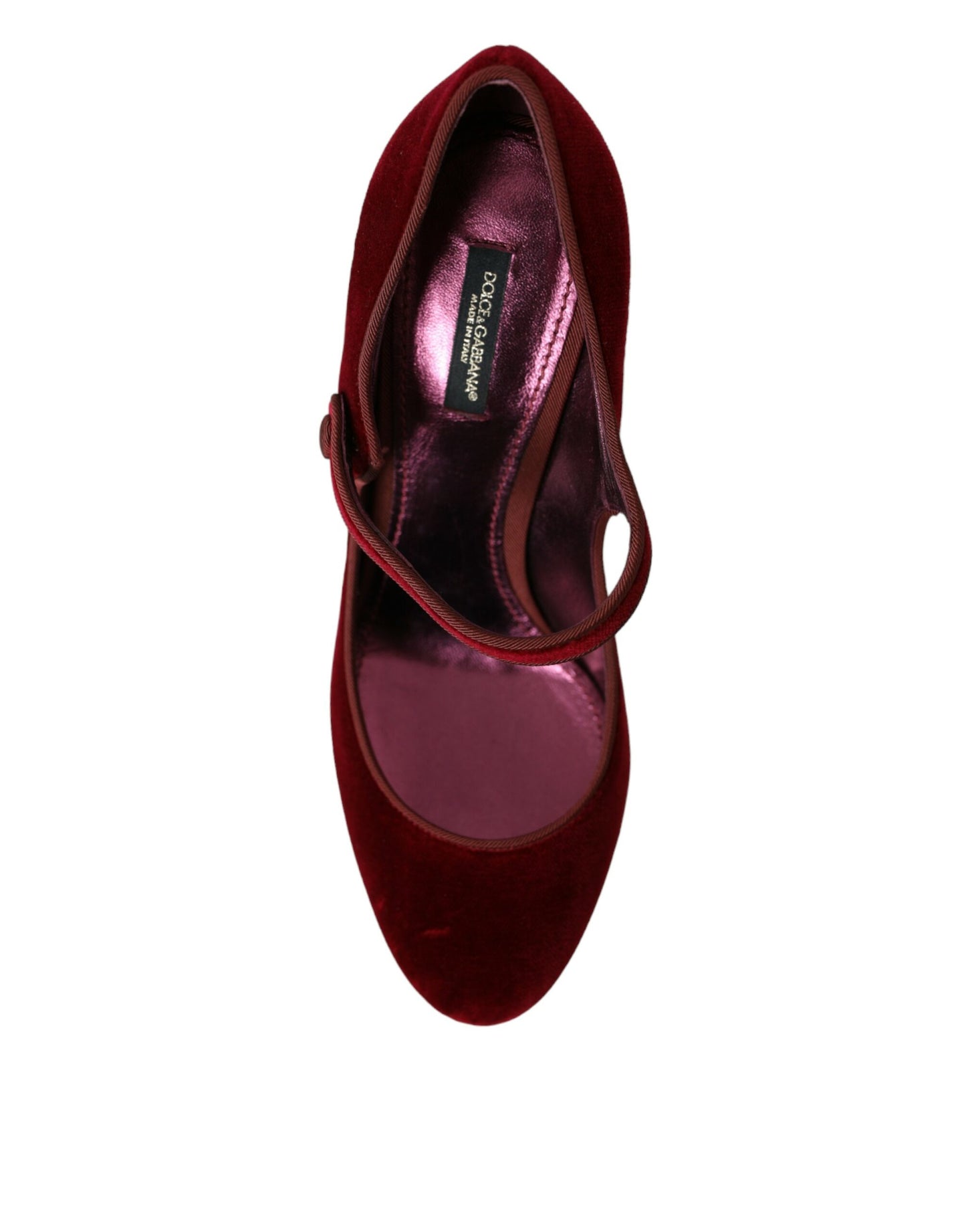 Dolce & Gabbana Red Velvet Gold Crystals Heels Mary Jane Shoes Curated Luxury Accessories by Orvyn