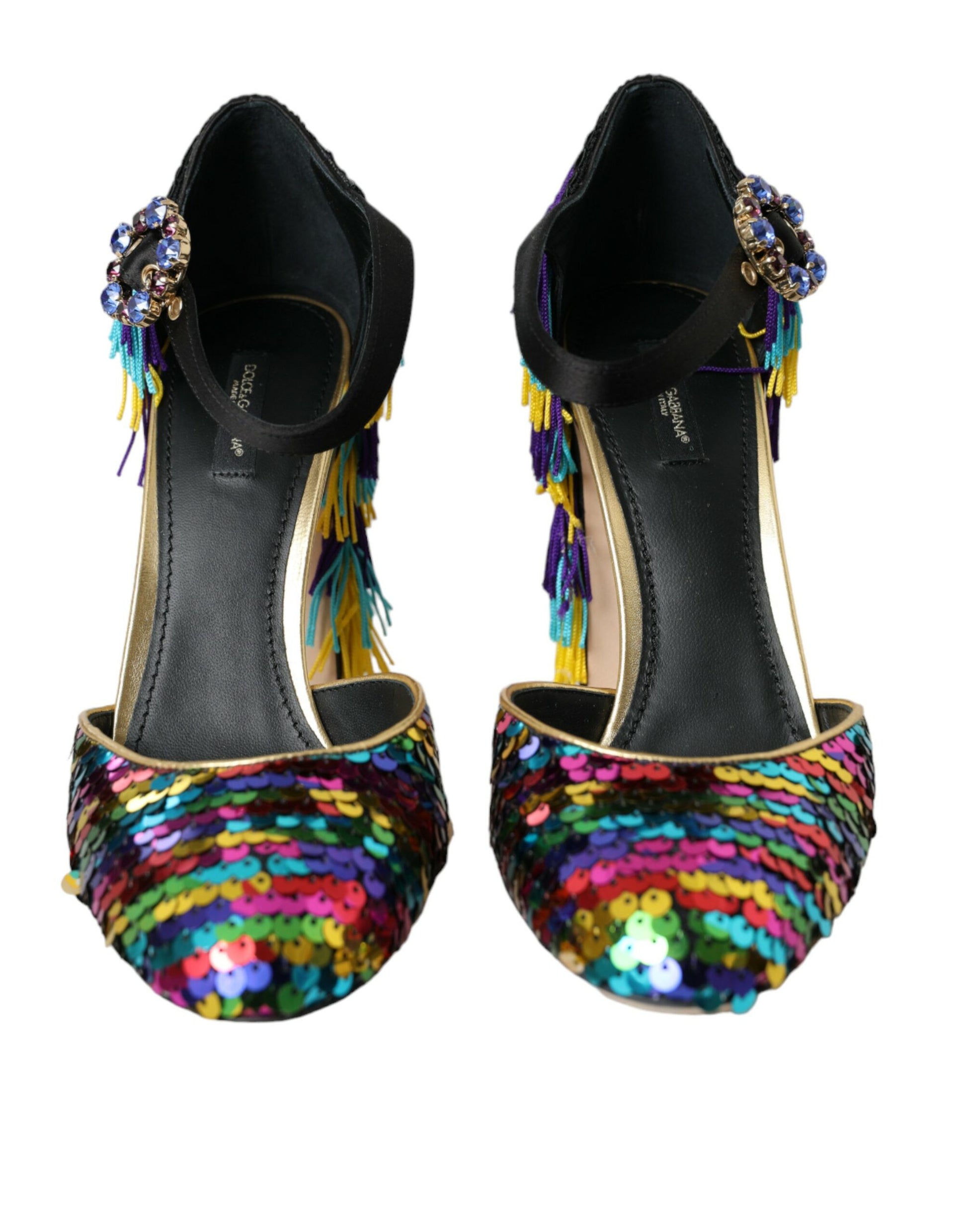 Dolce & Gabbana Multicolor Sequin Crystal Mary Jane Shoes Curated Luxury Accessories by Orvyn
