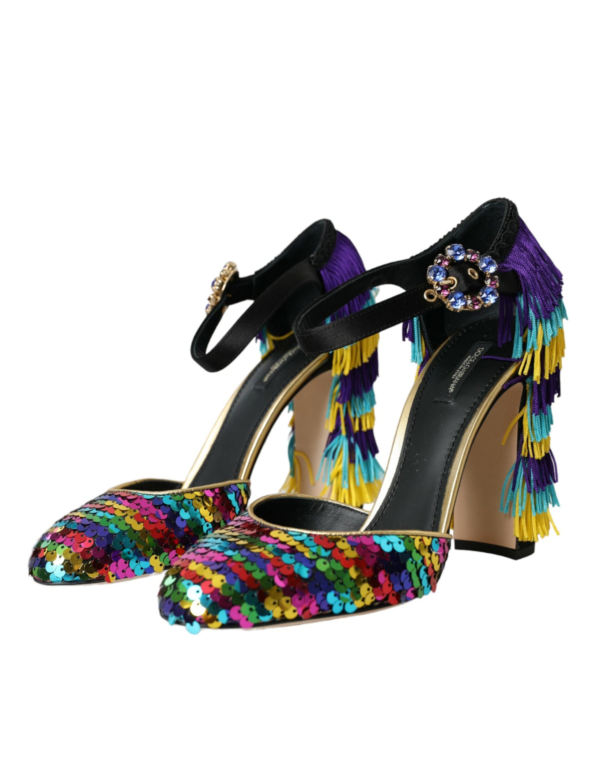 Dolce & Gabbana Multicolor Sequin Crystal Mary Jane Shoes Curated Luxury Accessories by Orvyn