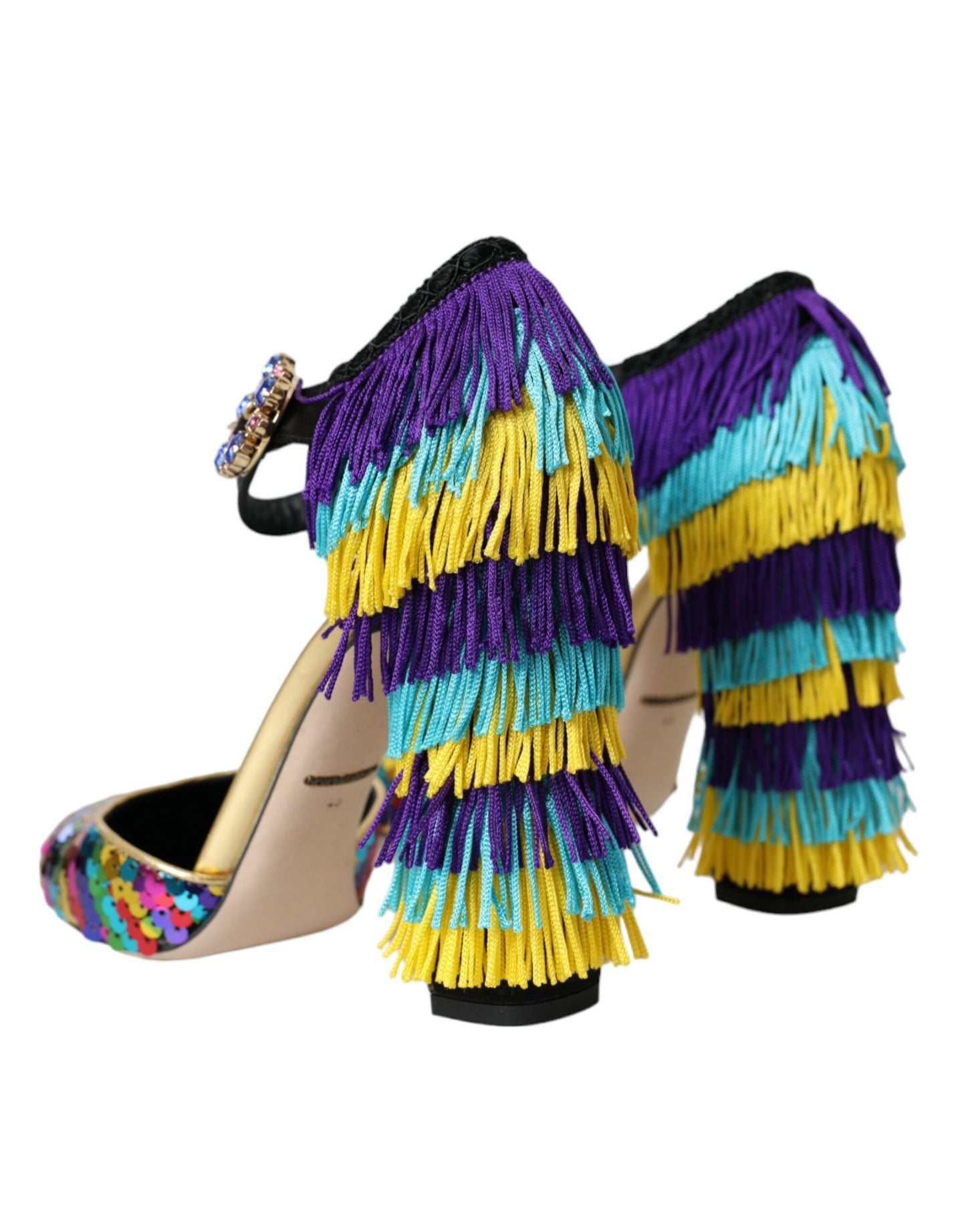 Dolce & Gabbana Multicolor Sequin Crystal Mary Jane Shoes Curated Luxury Accessories by Orvyn