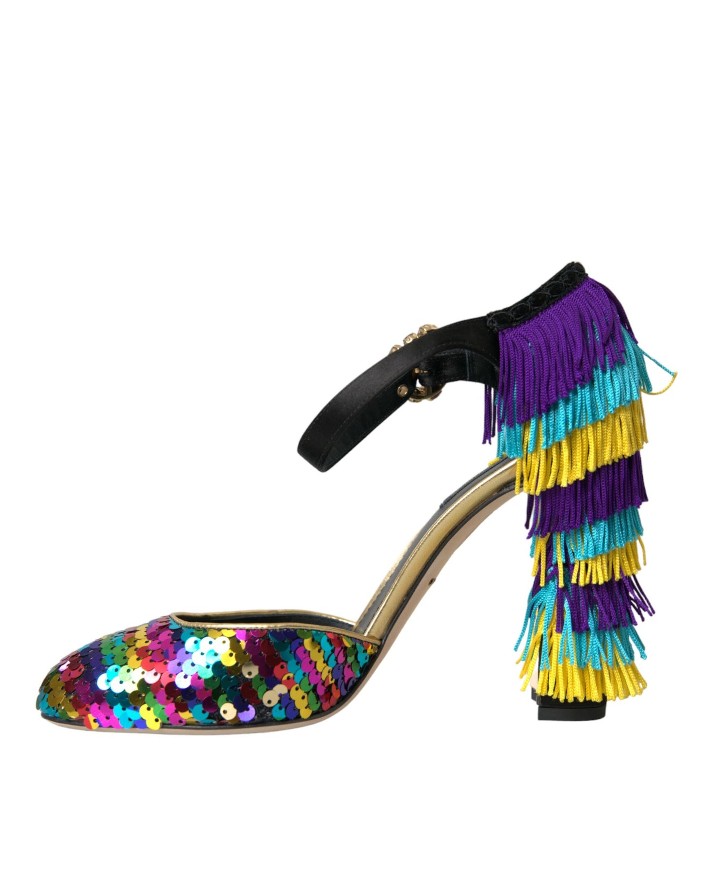 Dolce & Gabbana Multicolor Sequin Crystal Mary Jane Shoes Curated Luxury Accessories by Orvyn