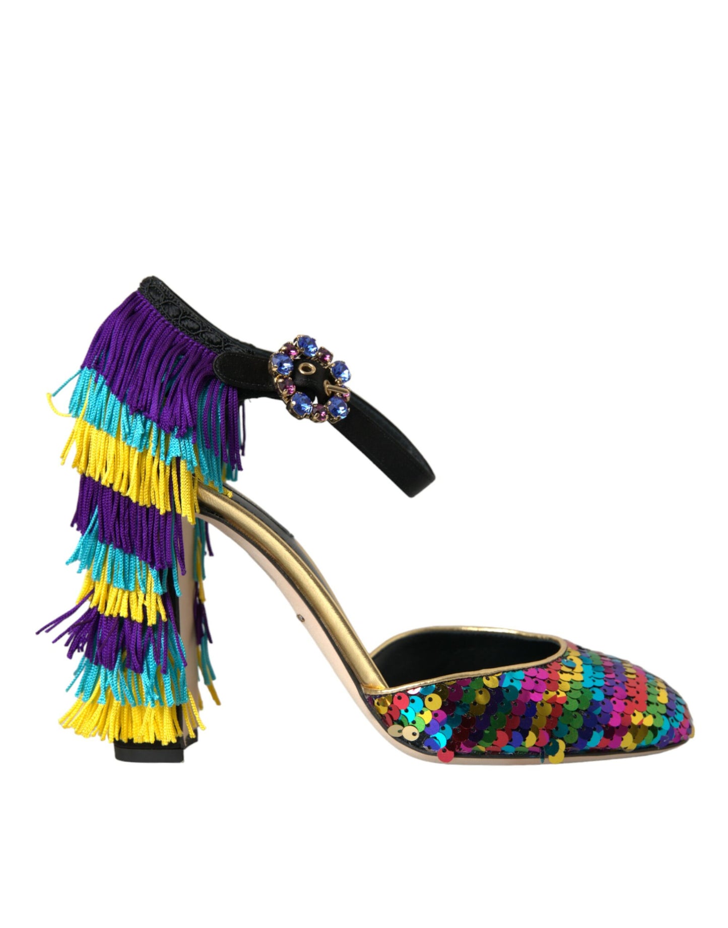 Dolce & Gabbana Multicolor Sequin Crystal Mary Jane Shoes Curated Luxury Accessories by Orvyn