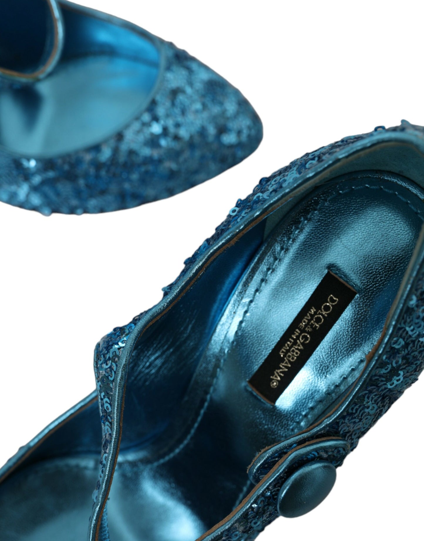 Dolce & Gabbana Blue Sequin Mary Jane Pumps High Heels Shoes Curated Luxury Accessories by Orvyn