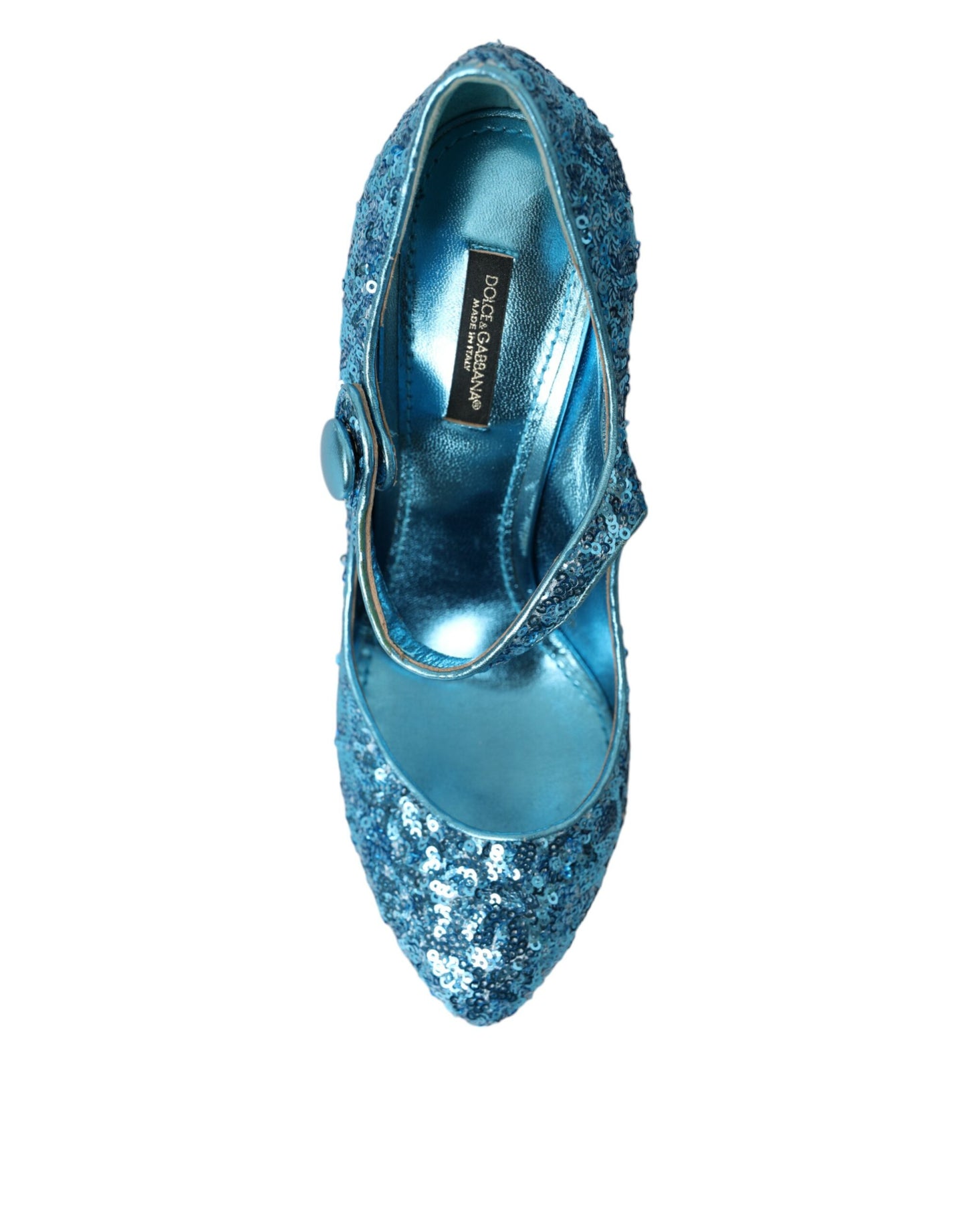 Dolce & Gabbana Blue Sequin Mary Jane Pumps High Heels Shoes Curated Luxury Accessories by Orvyn