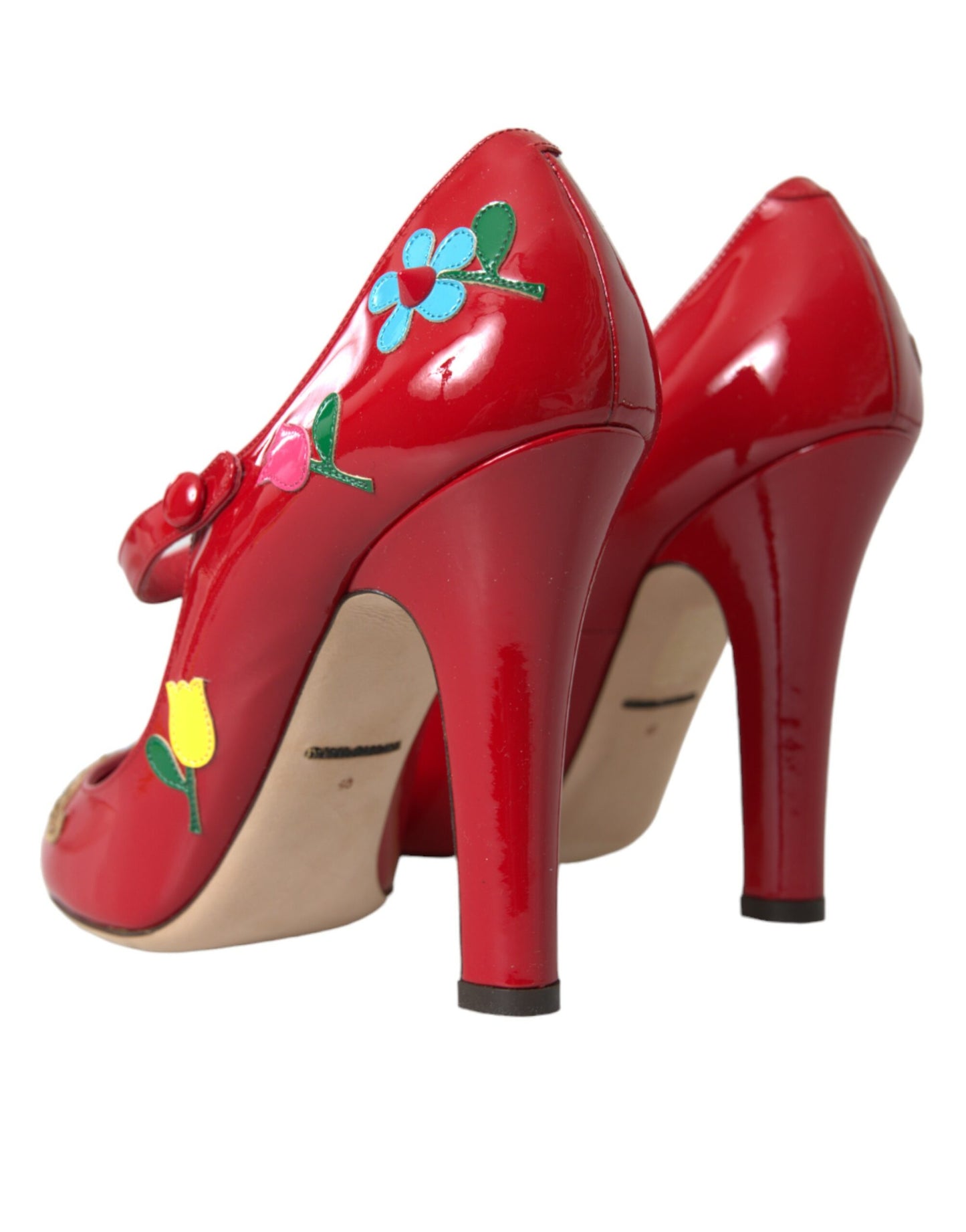 Dolce & Gabbana Red Leather Embellished Mary Jane Pumps Heels Shoes Curated Luxury Accessories by Orvyn