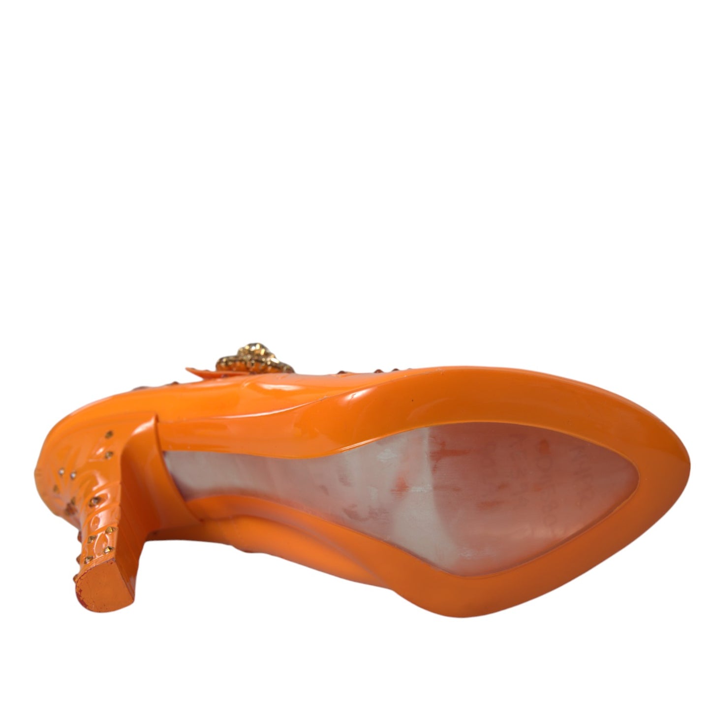 Dolce & Gabbana Orange CINDERELLA Floral Crystal Pumps Shoes Curated Luxury Accessories by Orvyn