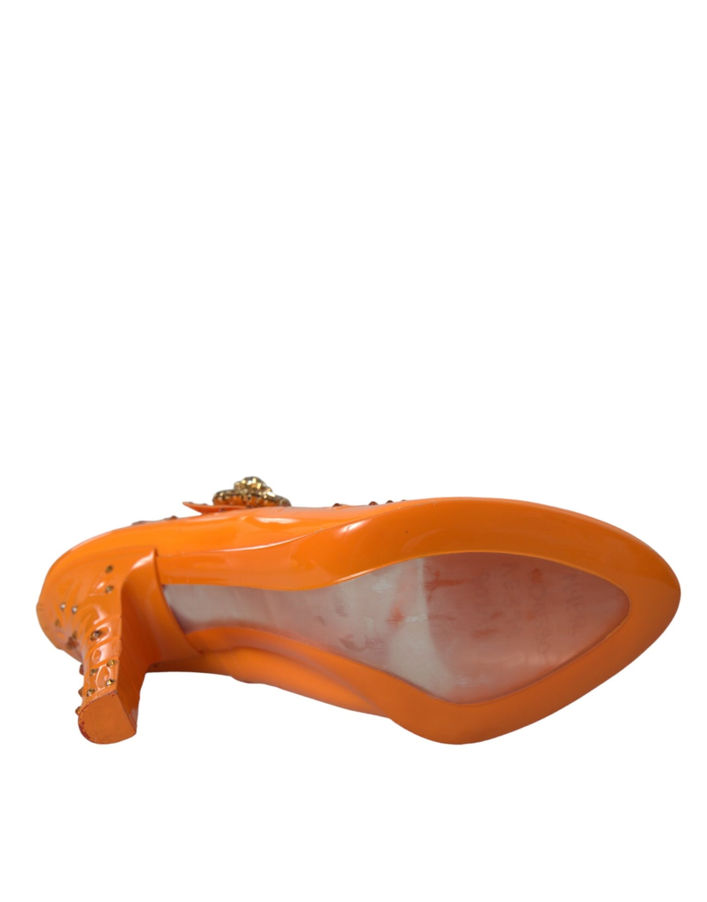 Dolce & Gabbana Orange CINDERELLA Floral Crystal Pumps Shoes Curated Luxury Accessories by Orvyn