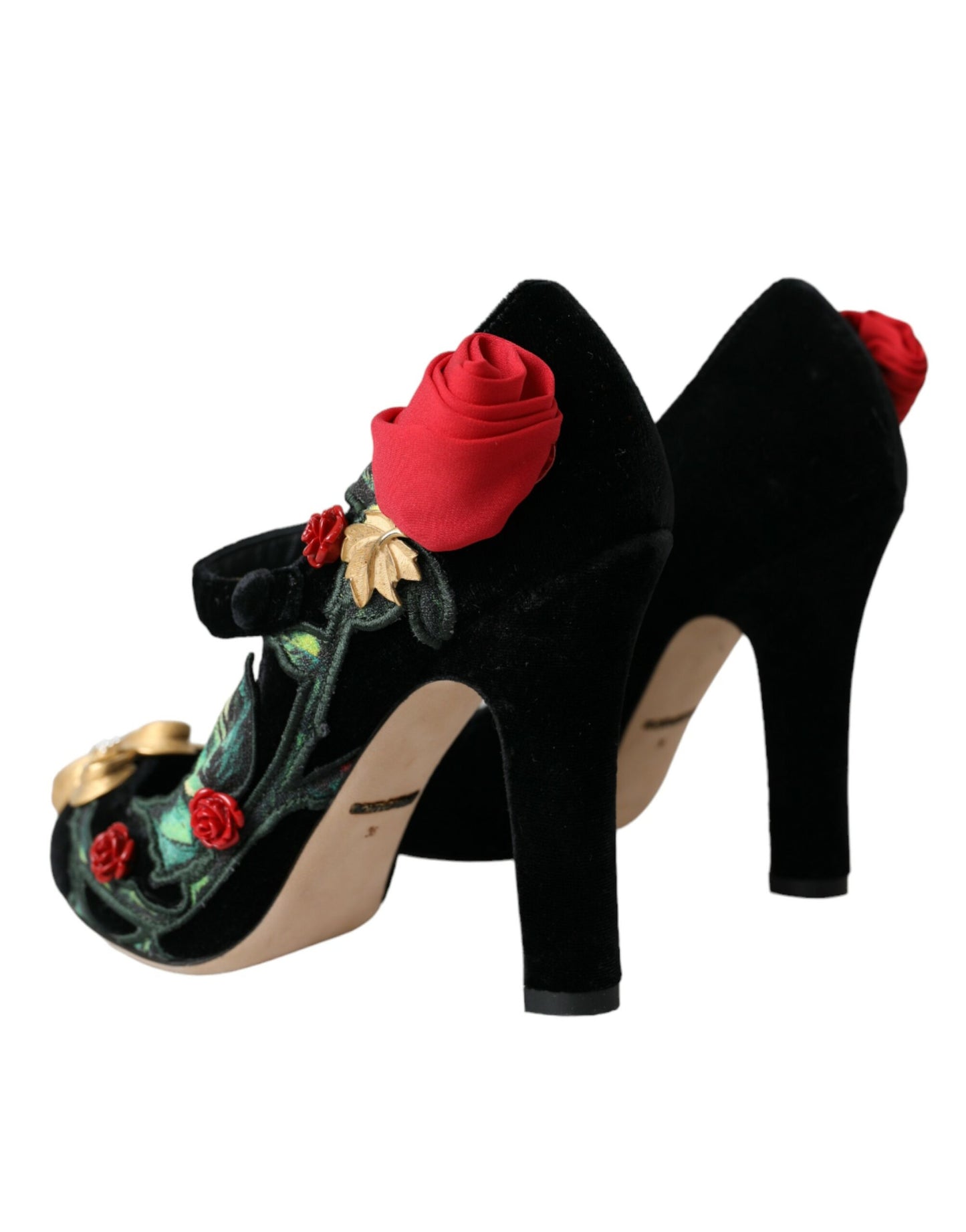 Dolce & Gabbana Black Roses Crystal Brooch Mary Jane Shoes Curated Luxury Accessories by Orvyn