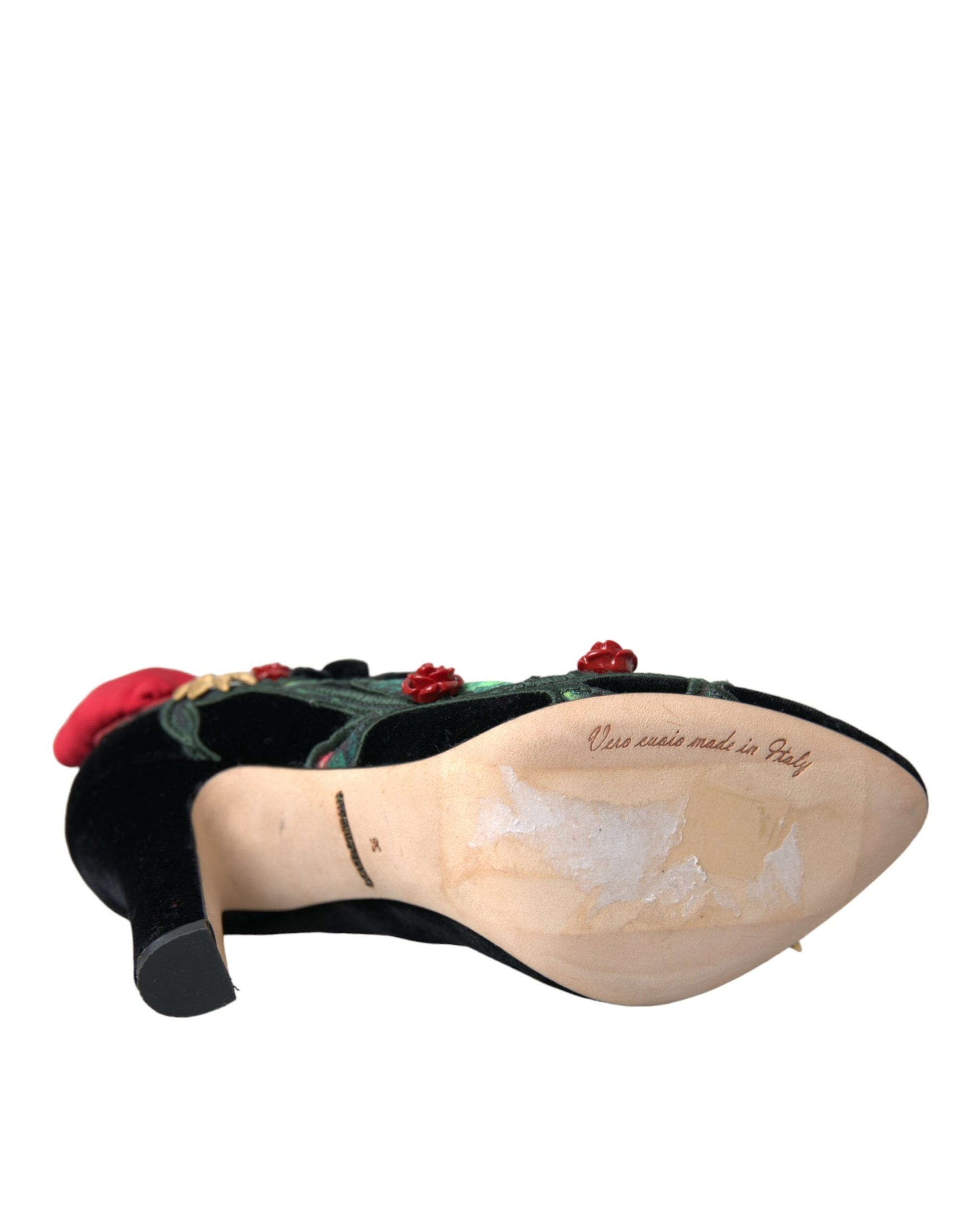 Dolce & Gabbana Black Roses Crystal Brooch Mary Jane Shoes Curated Luxury Accessories by Orvyn