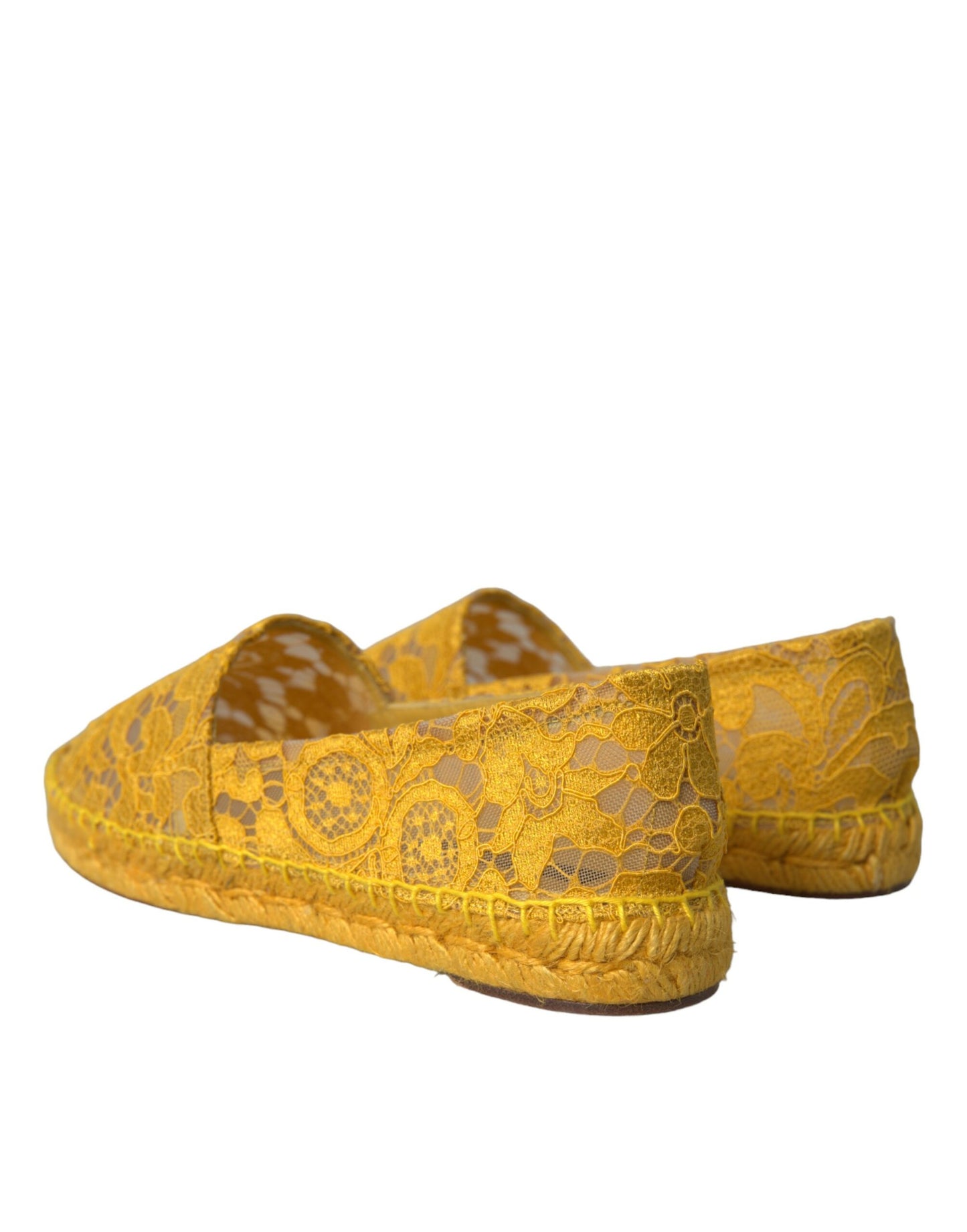Dolce & Gabbana Yellow Taormina Lace Espadrille Loafers Flats Shoes Curated Luxury Accessories by Orvyn