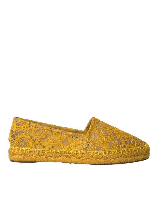 Dolce & Gabbana Yellow Taormina Lace Espadrille Loafers Flats Shoes Curated Luxury Accessories by Orvyn