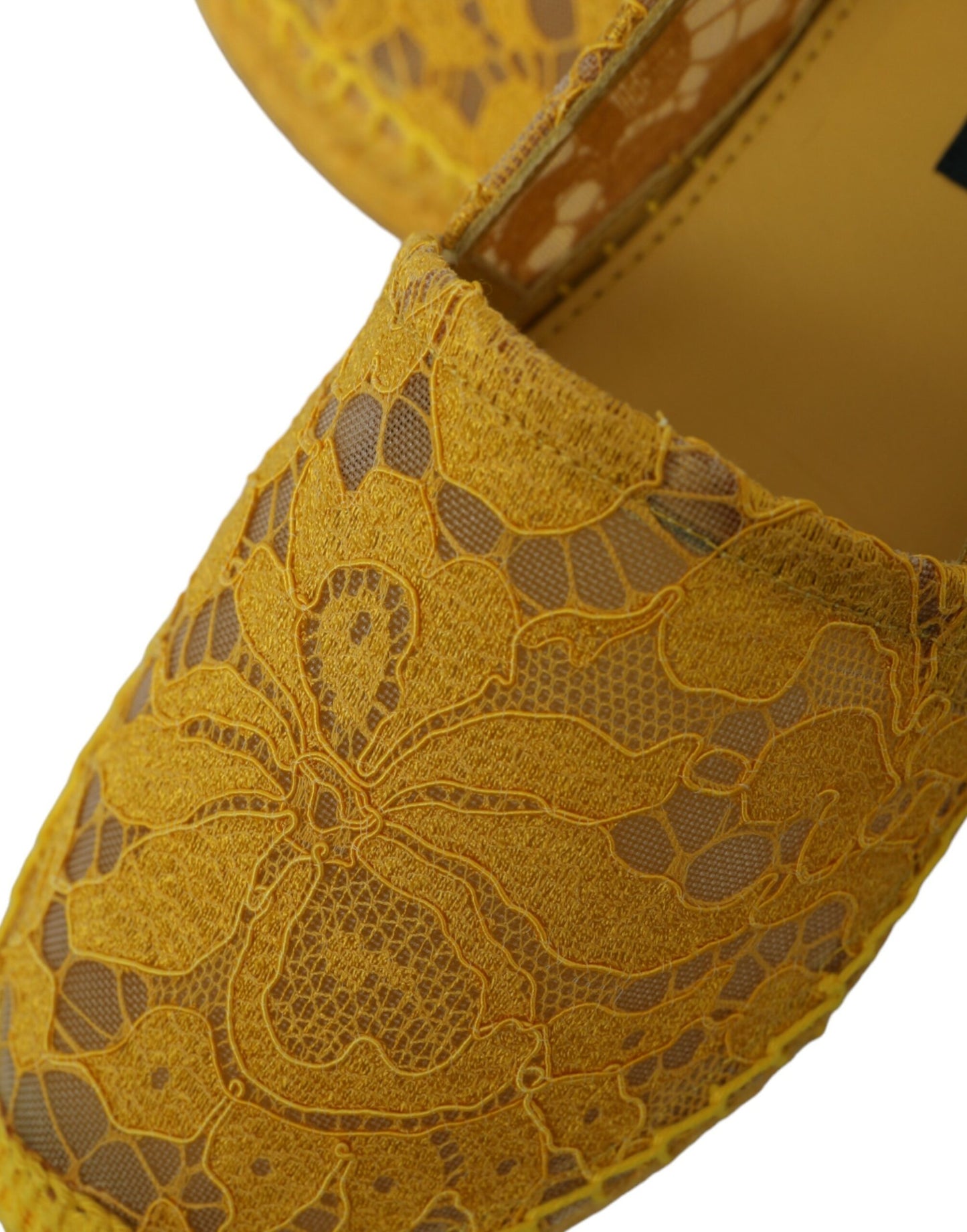 Dolce & Gabbana Yellow Taormina Lace Espadrille Loafers Flats Shoes Curated Luxury Accessories by Orvyn