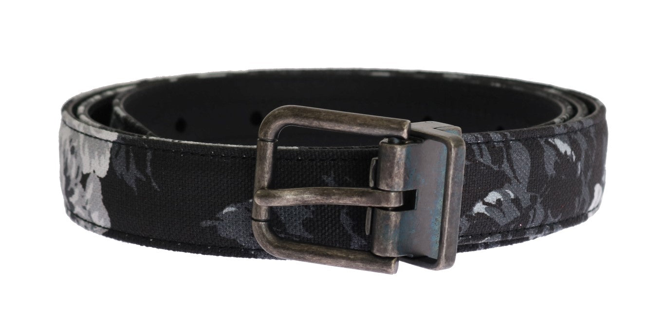 Dolce & Gabbana Black Cayman Linen Leather Belt schwarz
