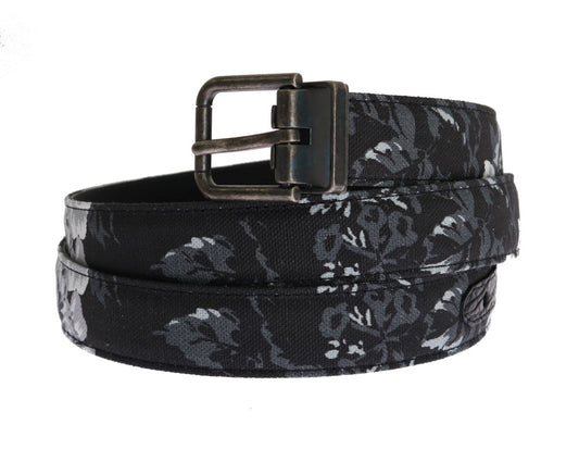 Dolce & Gabbana Black Cayman Linen Leather Belt schwarz