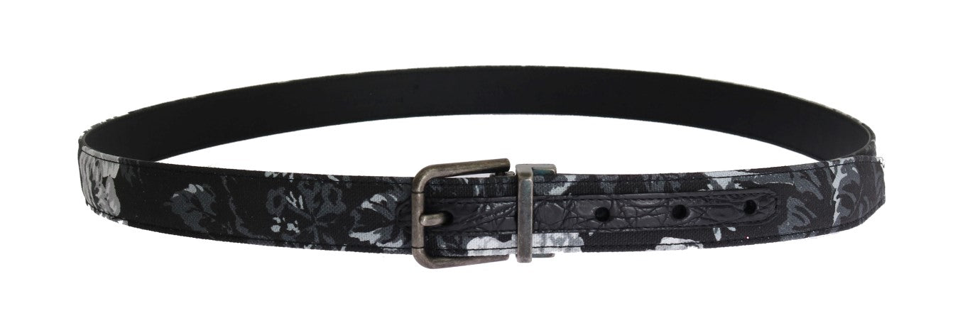 Dolce & Gabbana Black Cayman Linen Leather Belt schwarz