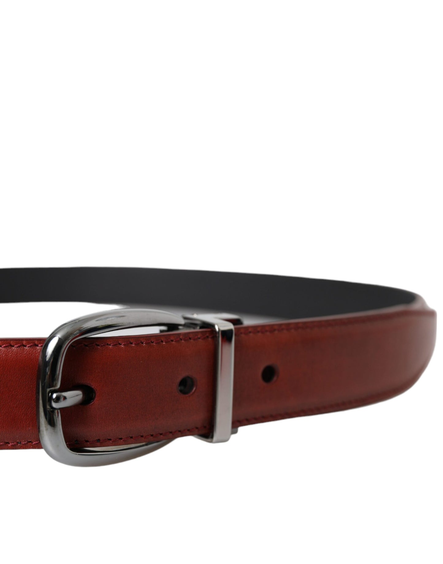 Dolce & Gabbana Brown Leather Silver Metal Buckle Belt Men Curated Luxury Accessories by Orvyn