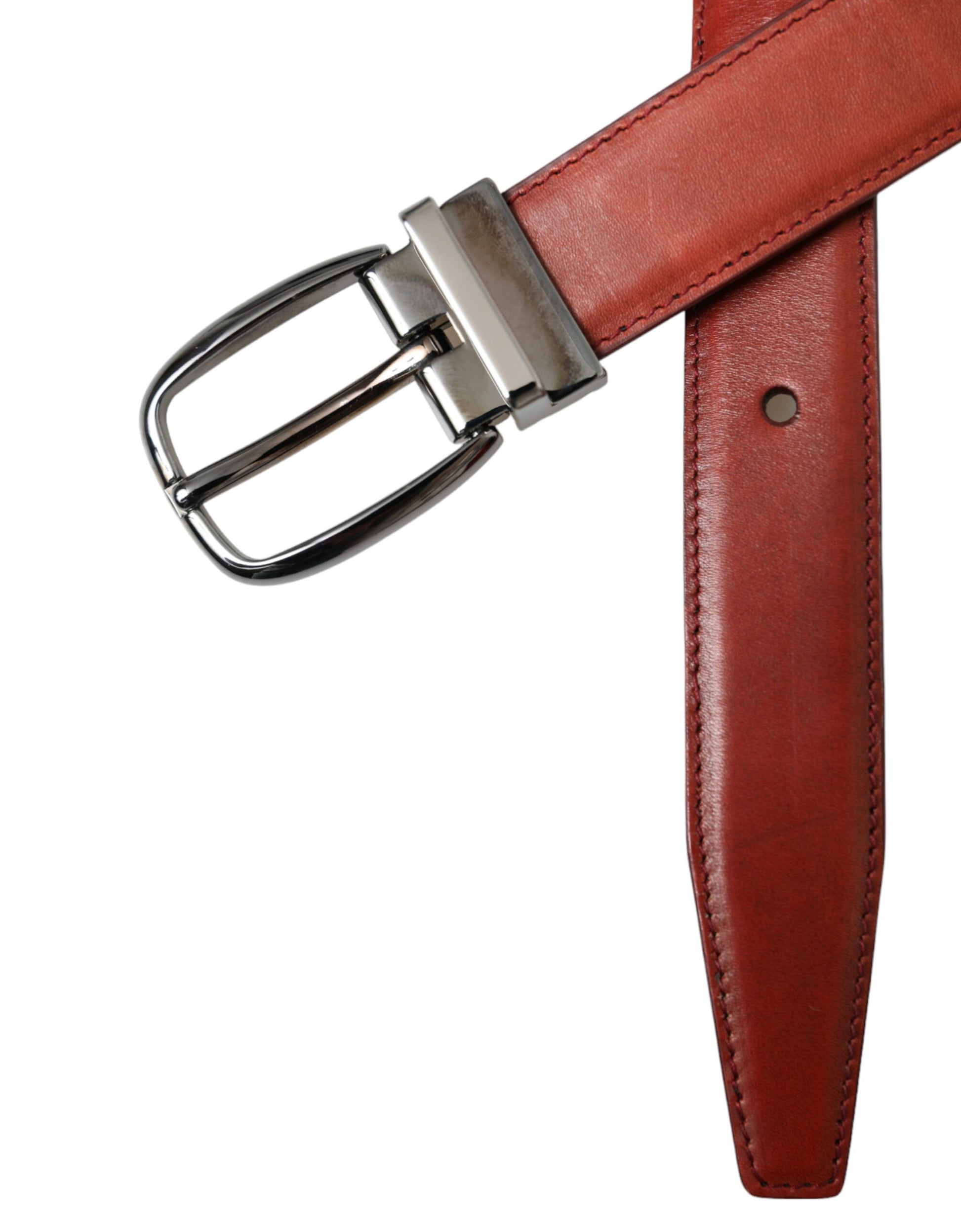 Dolce & Gabbana Brown Leather Silver Metal Buckle Belt Men Curated Luxury Accessories by Orvyn