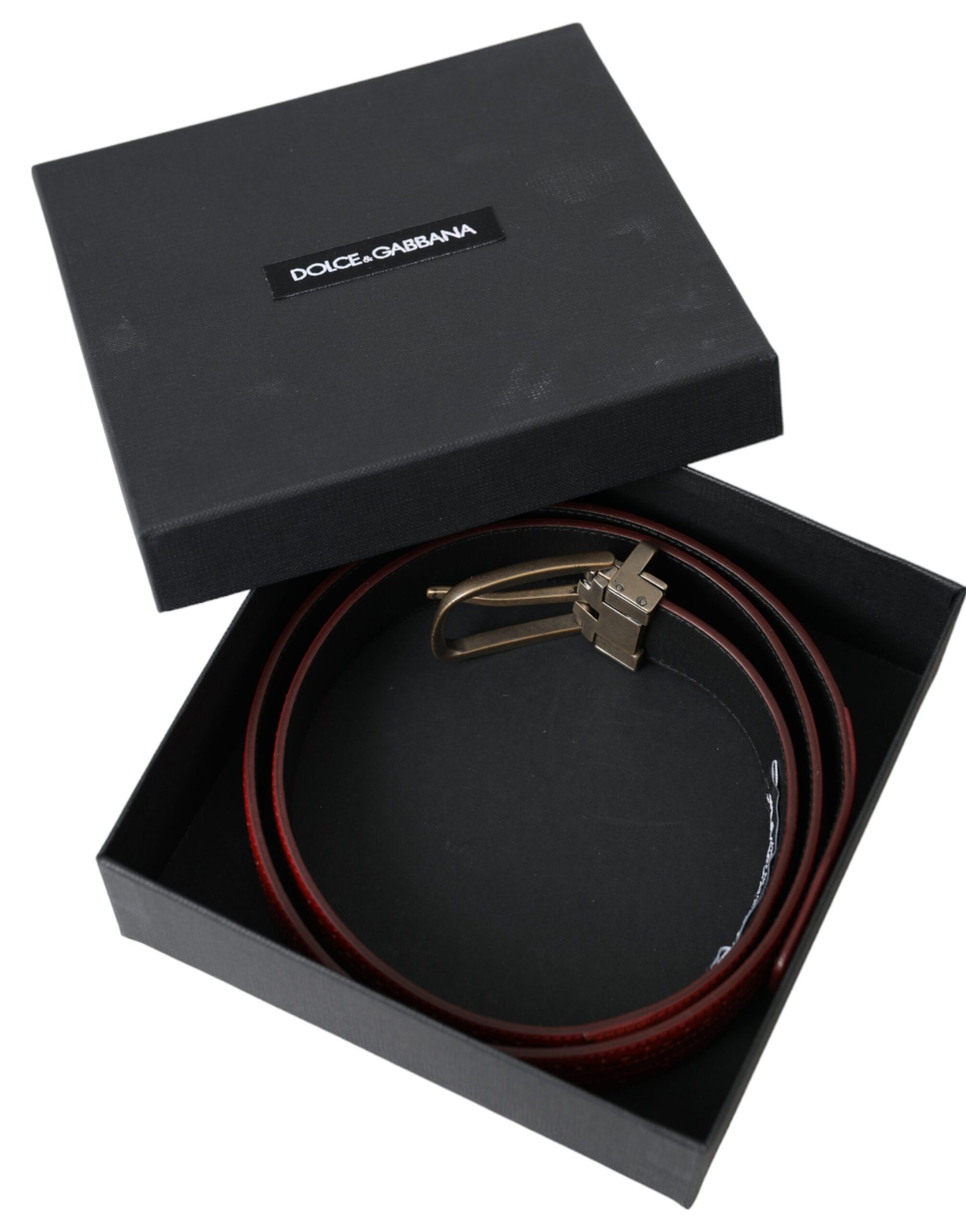 Dolce & Gabbana Red Perforated Leather Metal Buckle Belt Men Curated Luxury Accessories by Orvyn