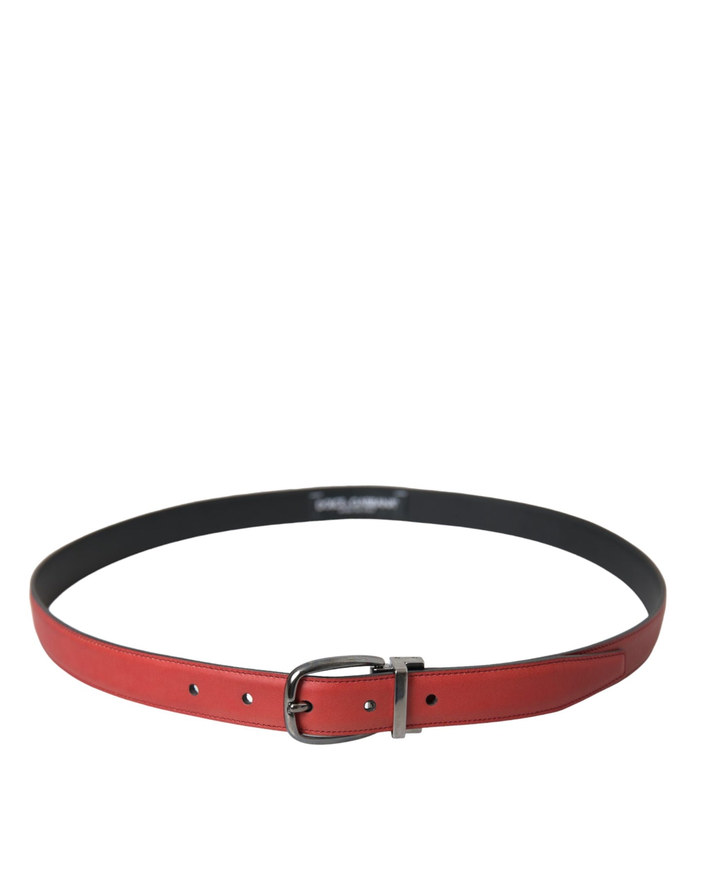 Dolce & Gabbana Red Leather Silver Metal Buckle Belt Men Curated Luxury Accessories by Orvyn