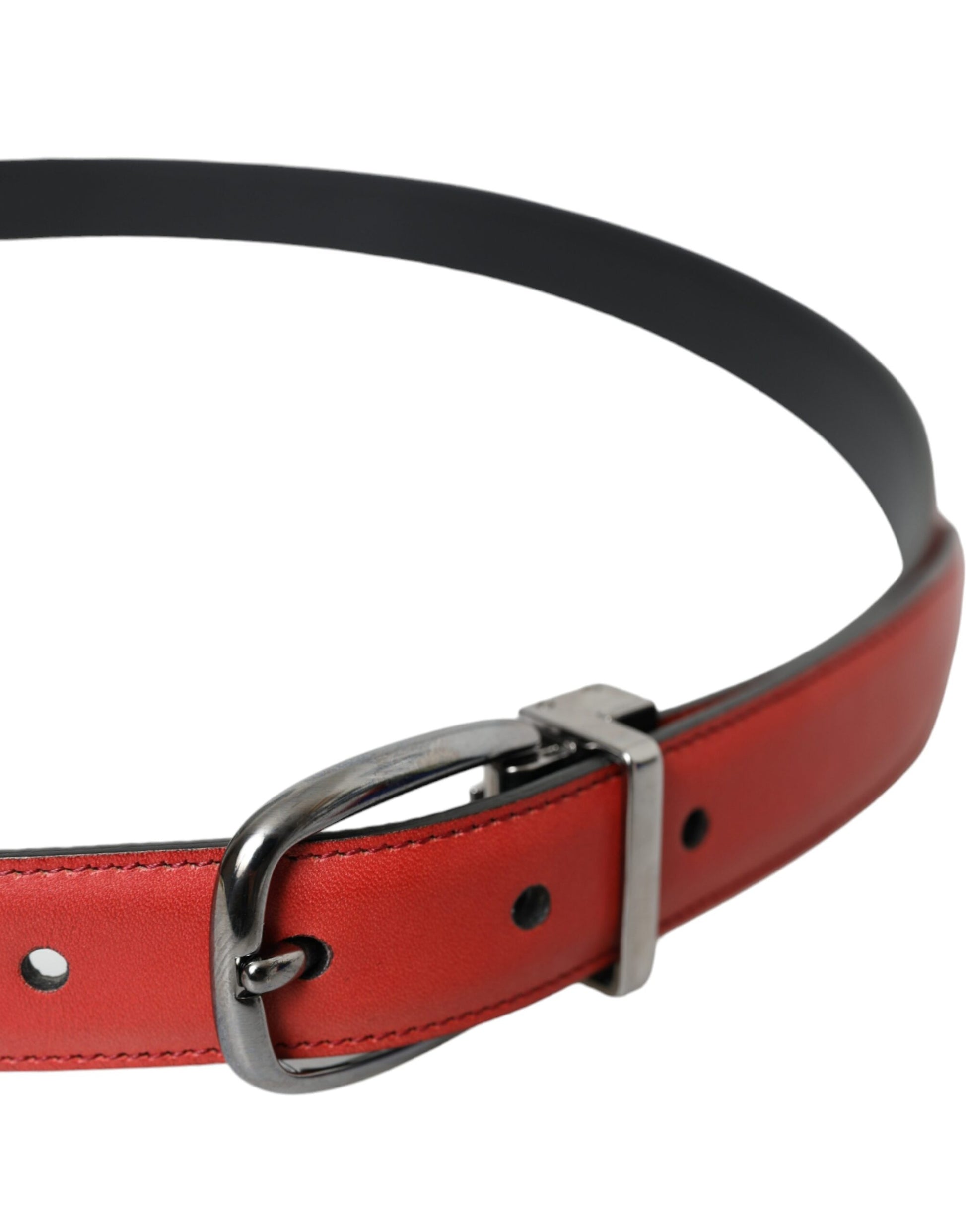 Dolce & Gabbana Red Leather Silver Metal Buckle Belt Men Curated Luxury Accessories by Orvyn