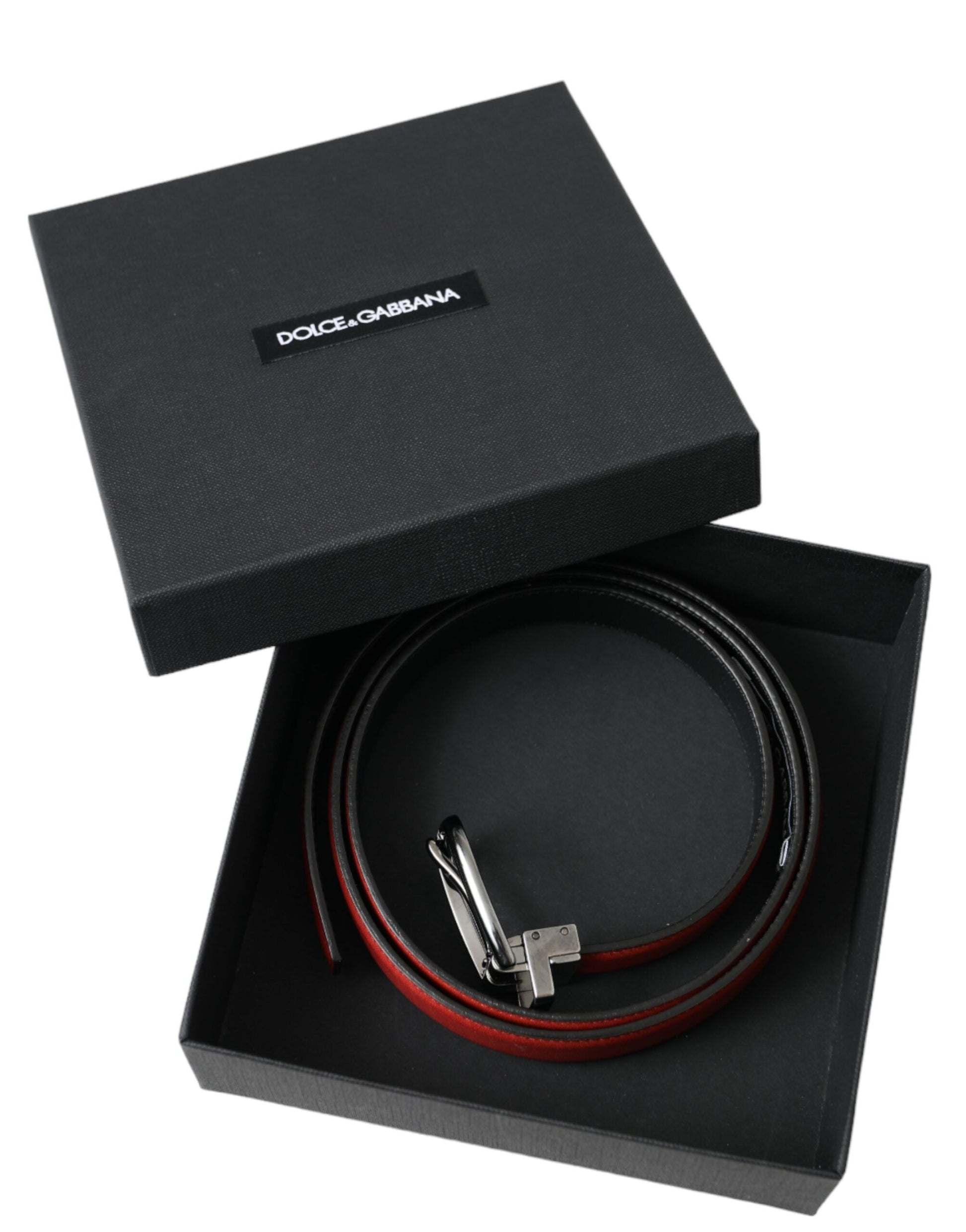 Dolce & Gabbana Red Leather Silver Metal Buckle Belt Men Curated Luxury Accessories by Orvyn