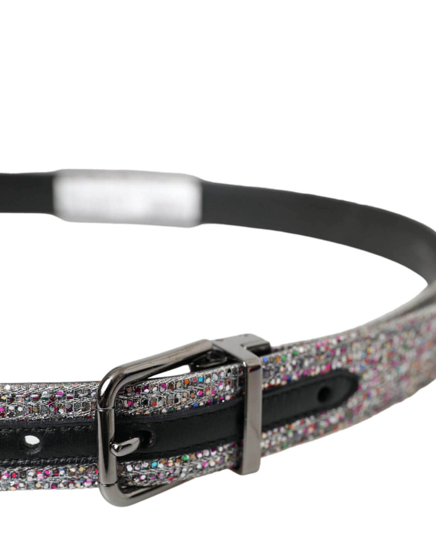 Dolce & Gabbana Multicolor Embellished Silver Metal Buckle Belt Curated Luxury Accessories by Orvyn