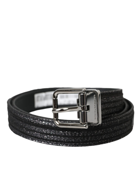 Dolce & Gabbana Black Jacquard Stripes Silver Metal Buckle Belt Curated Luxury Accessories by Orvyn