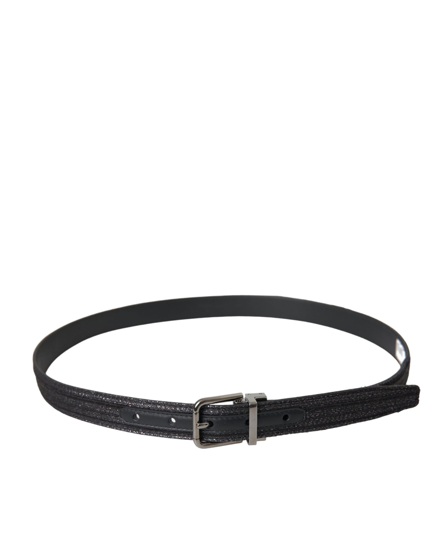 Dolce & Gabbana Black Jacquard Stripes Silver Metal Buckle Belt Curated Luxury Accessories by Orvyn