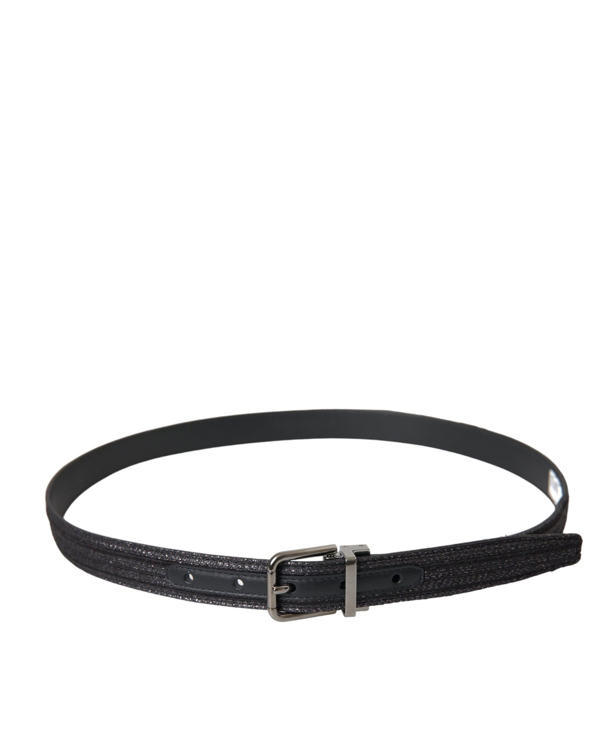 Dolce & Gabbana Black Jacquard Stripes Silver Metal Buckle Belt Curated Luxury Accessories by Orvyn