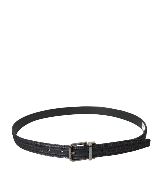 Dolce & Gabbana Black Jacquard Stripes Silver Metal Buckle Belt Curated Luxury Accessories by Orvyn