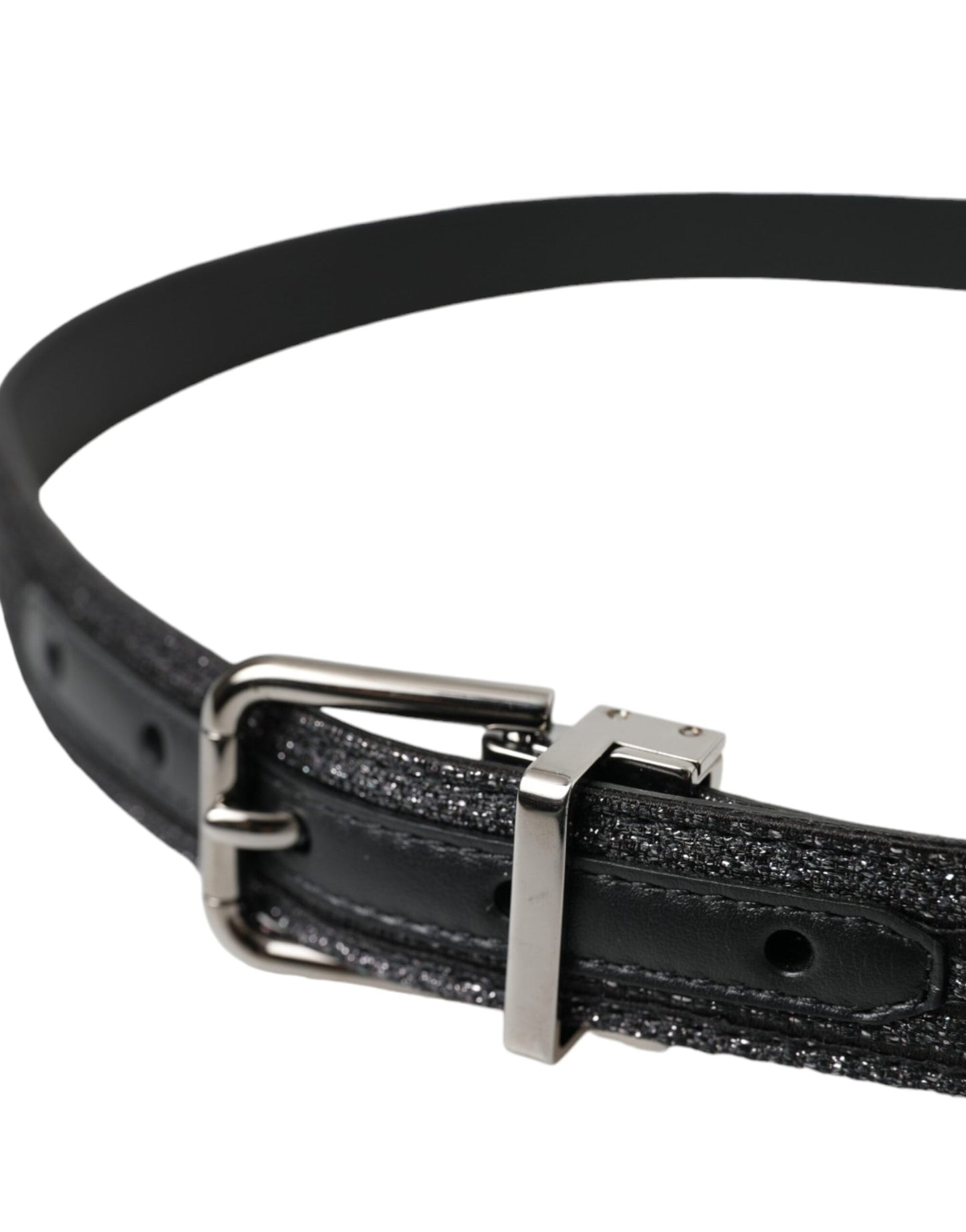 Dolce & Gabbana Black Jacquard Stripes Silver Metal Buckle Belt Curated Luxury Accessories by Orvyn