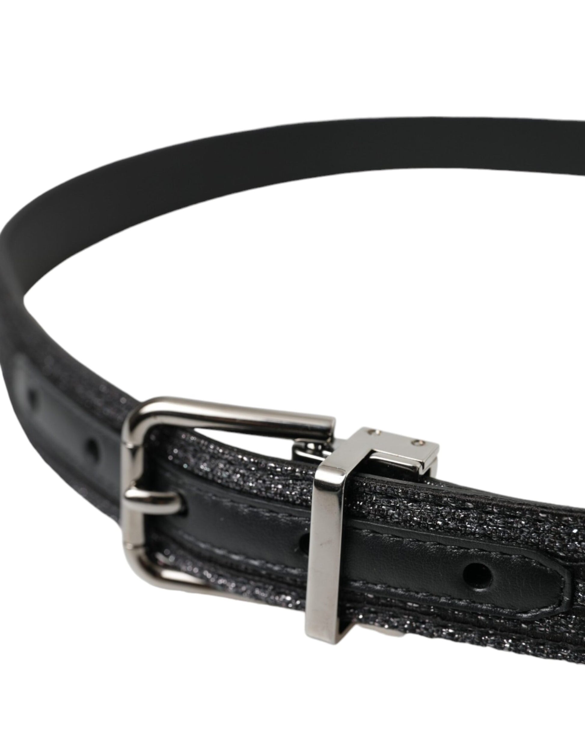 Dolce & Gabbana Black Jacquard Stripes Silver Metal Buckle Belt Curated Luxury Accessories by Orvyn