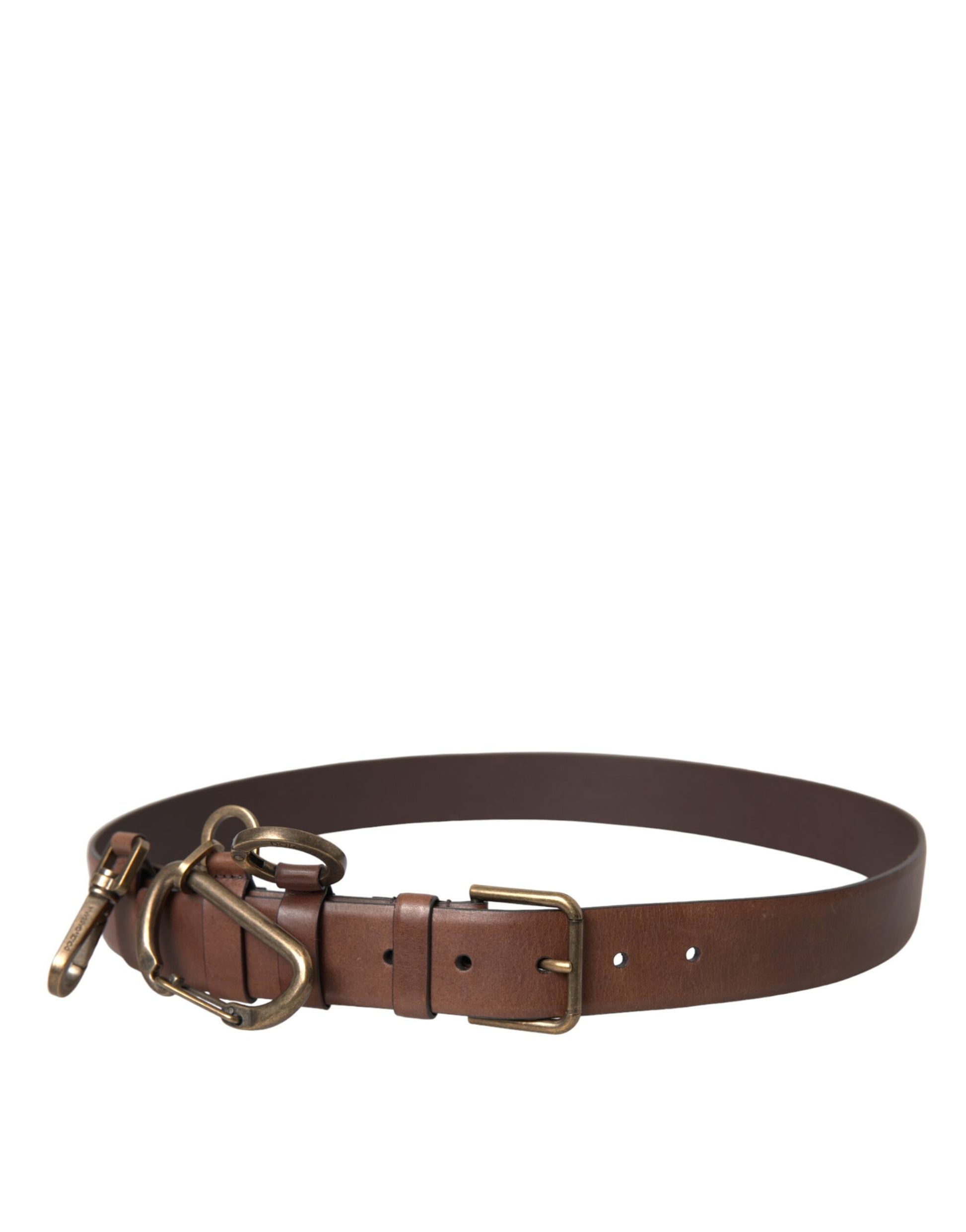 Dolce & Gabbana Brown Calf Leather Gold Metal Buckle Belt Men Curated Luxury Accessories by Orvyn