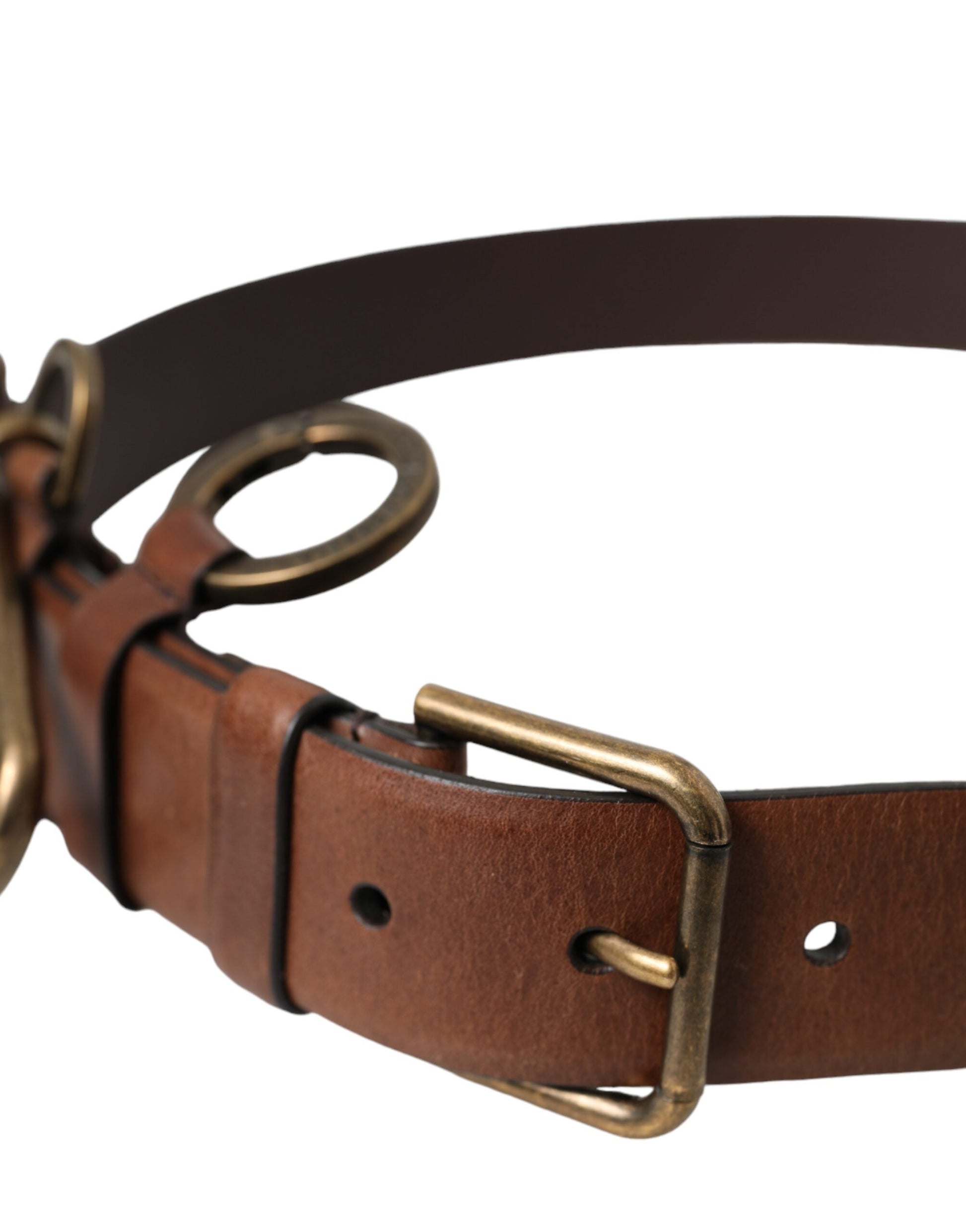 Dolce & Gabbana Brown Calf Leather Gold Metal Buckle Belt Men Curated Luxury Accessories by Orvyn