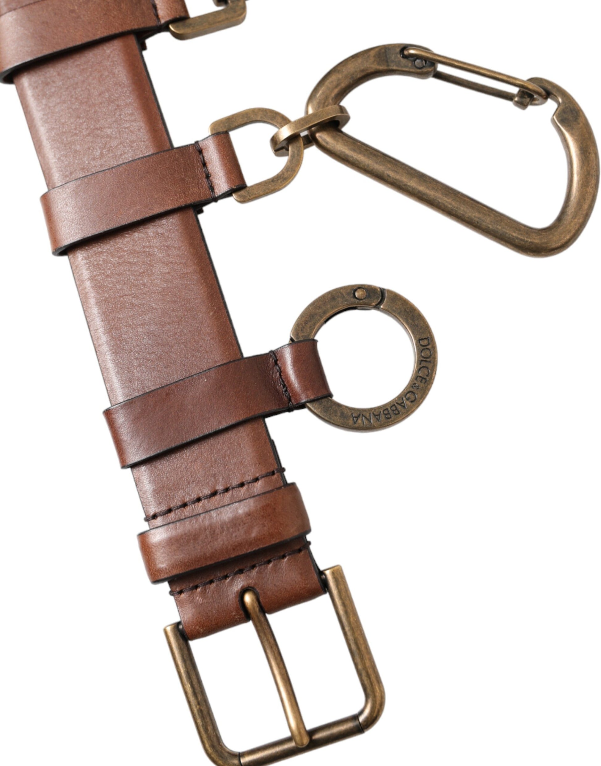 Dolce & Gabbana Brown Calf Leather Gold Metal Buckle Belt Men Curated Luxury Accessories by Orvyn