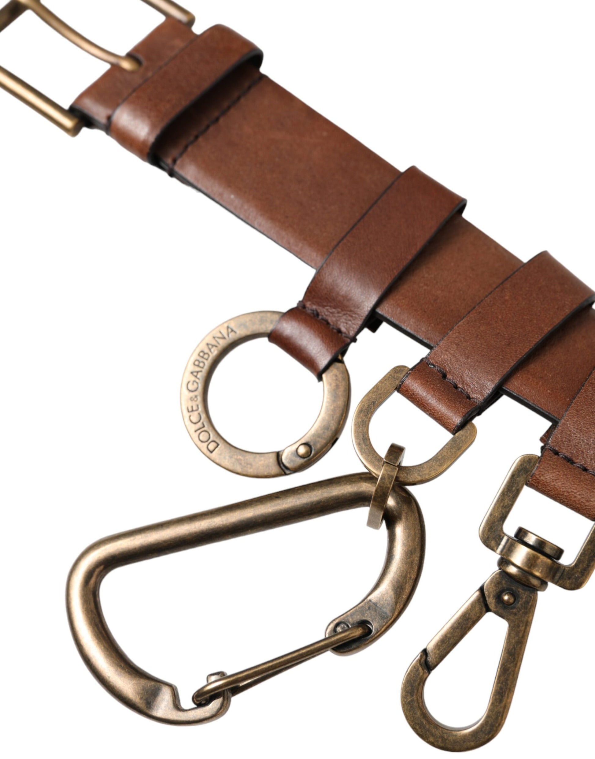 Dolce & Gabbana Brown Calf Leather Gold Metal Buckle Belt Men Curated Luxury Accessories by Orvyn