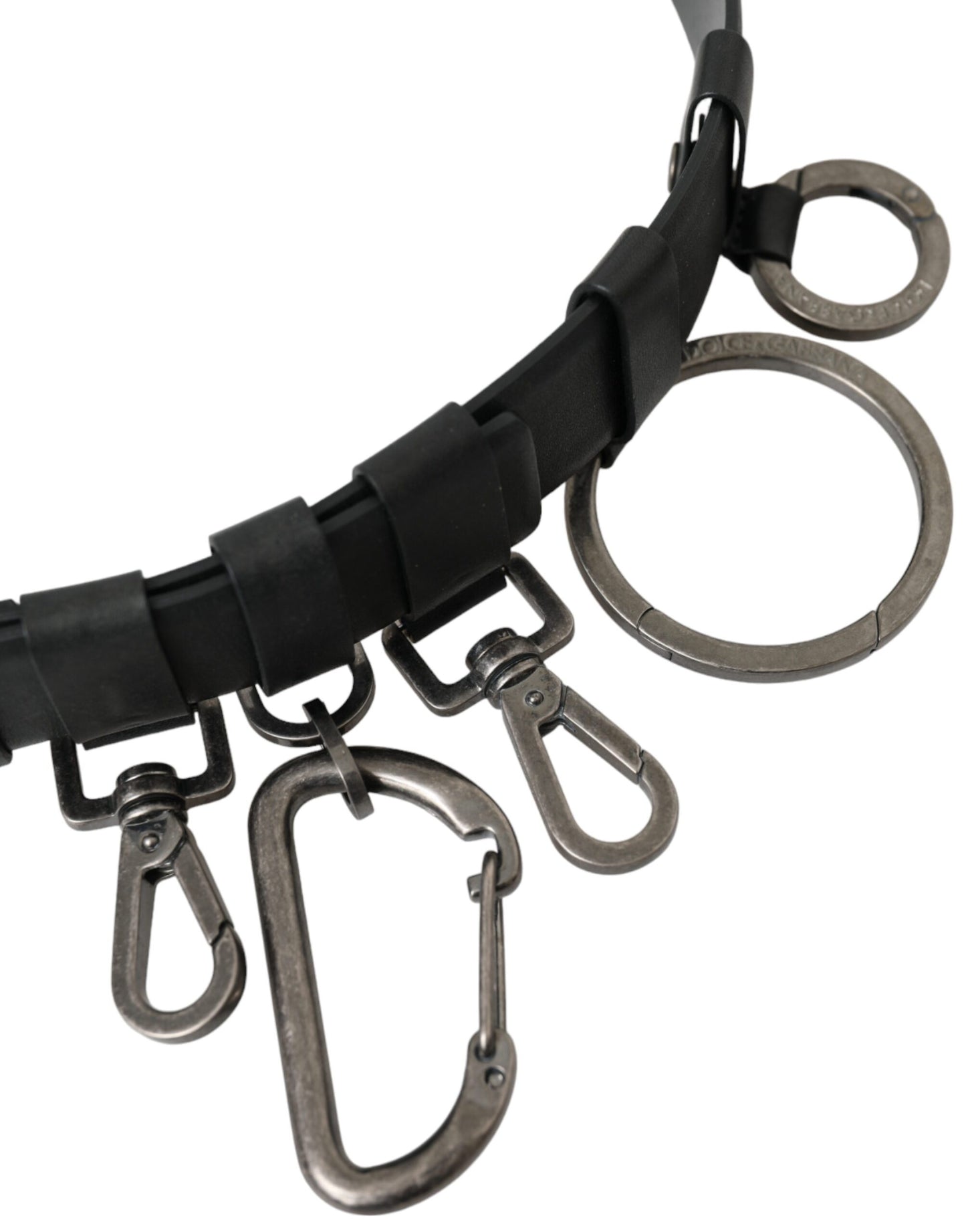 Dolce & Gabbana Black Calf Leather Silver Metal Buckle Belt schwarz
