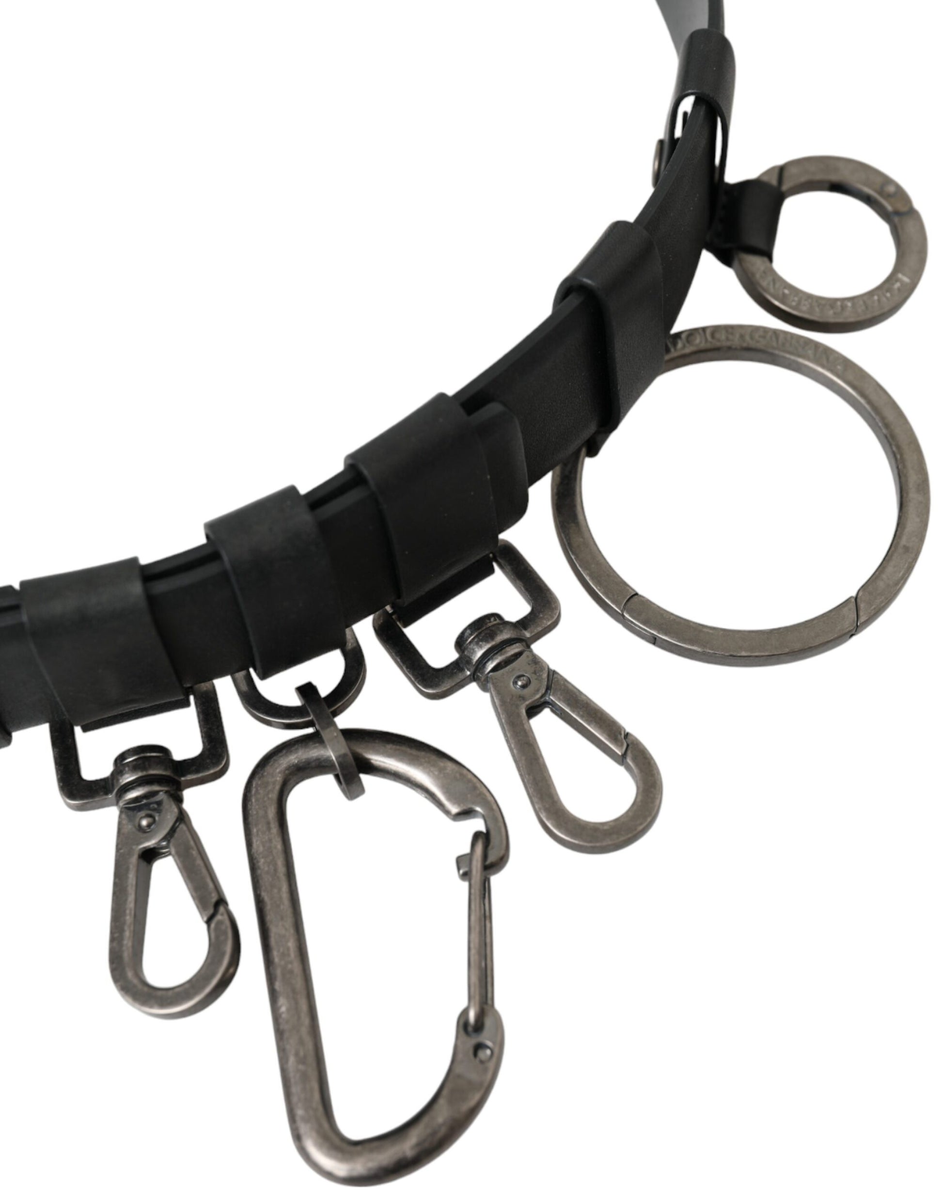 Dolce & Gabbana Black Calf Leather Silver Metal Buckle Belt schwarz
