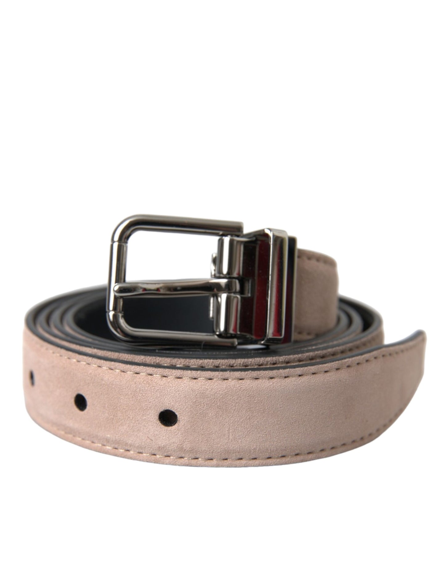 Dolce & Gabbana Beige Suede Leather Silver Buckle Belt Men Curated Luxury Accessories by Orvyn