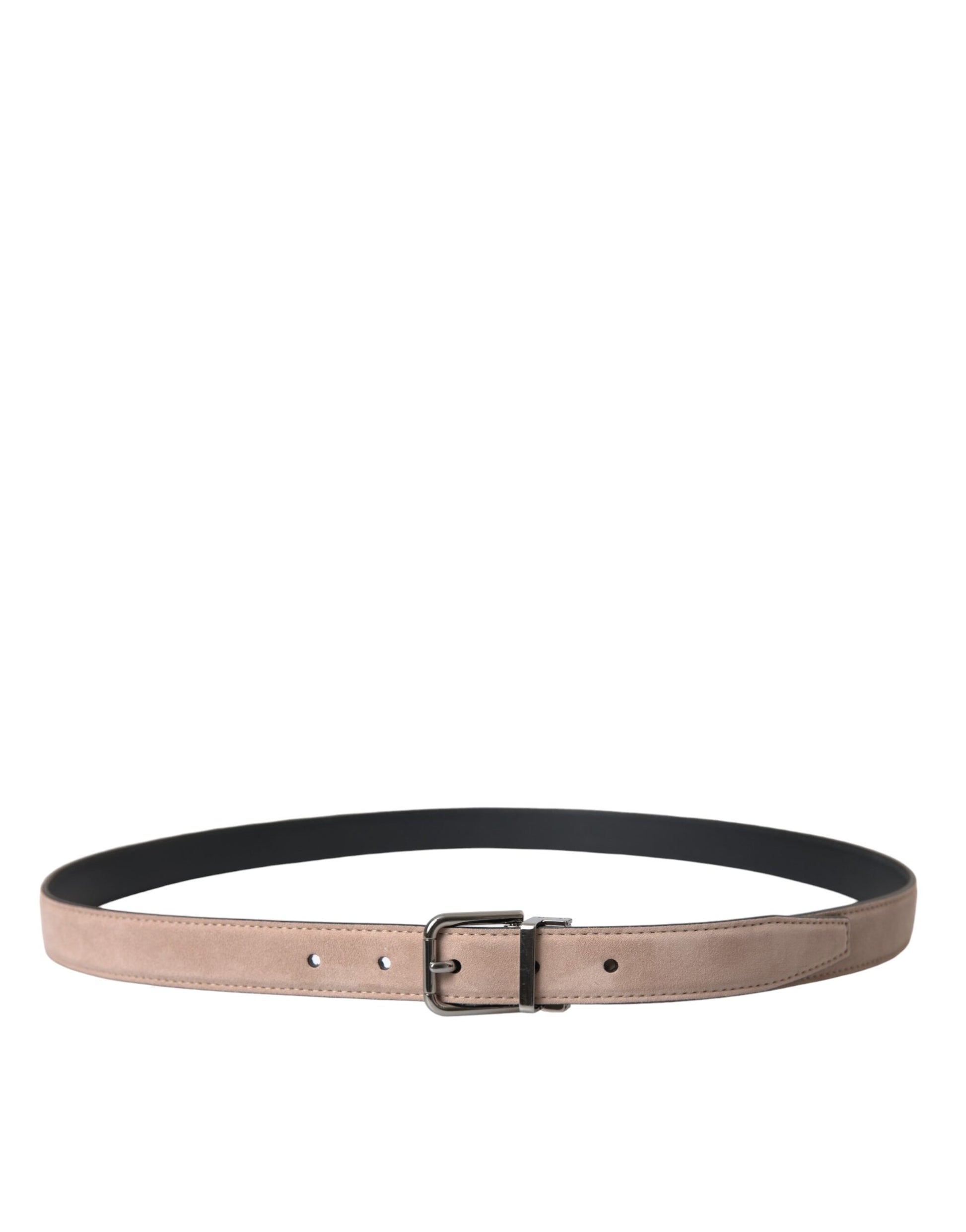 Dolce & Gabbana Beige Suede Leather Silver Buckle Belt Men Curated Luxury Accessories by Orvyn