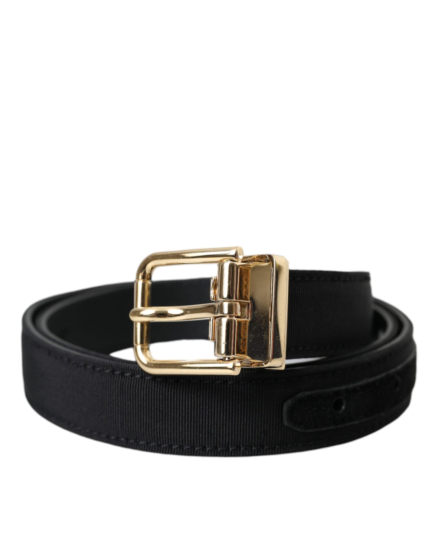 Dolce & Gabbana Black Gros Grain Gold Metal Buckle Belt Men Curated Luxury Accessories by Orvyn