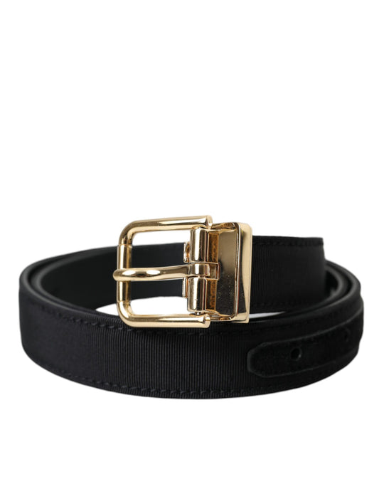 Dolce & Gabbana Black Gros Grain Gold Metal Buckle Belt Men Curated Luxury Accessories by Orvyn
