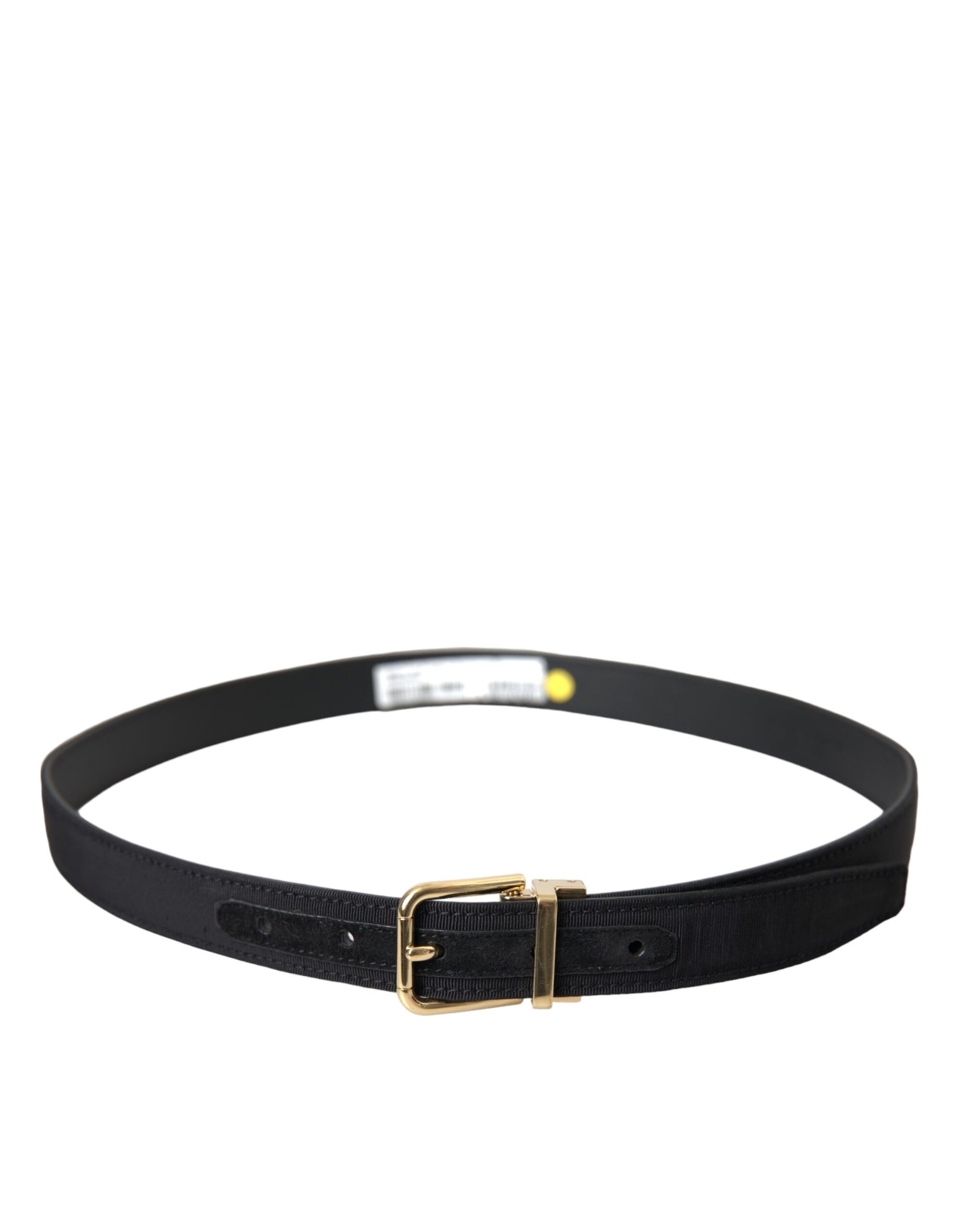 Dolce & Gabbana Black Gros Grain Gold Metal Buckle Belt Men Curated Luxury Accessories by Orvyn