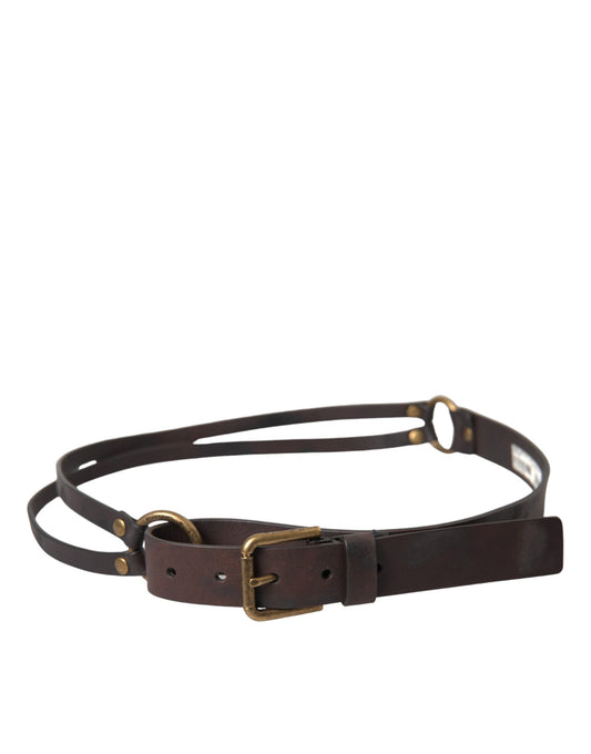 Dolce & Gabbana Dark Brown Leather Gold Metal Buckle Women Belt Curated Luxury Accessories by Orvyn
